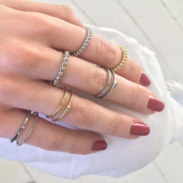 M&M Fingerring Ring Damen gold Doppel-Ring mit Zirkonia (1-tlg), Best Basics; deutsche Qualität, inkl. edles Schmucketui