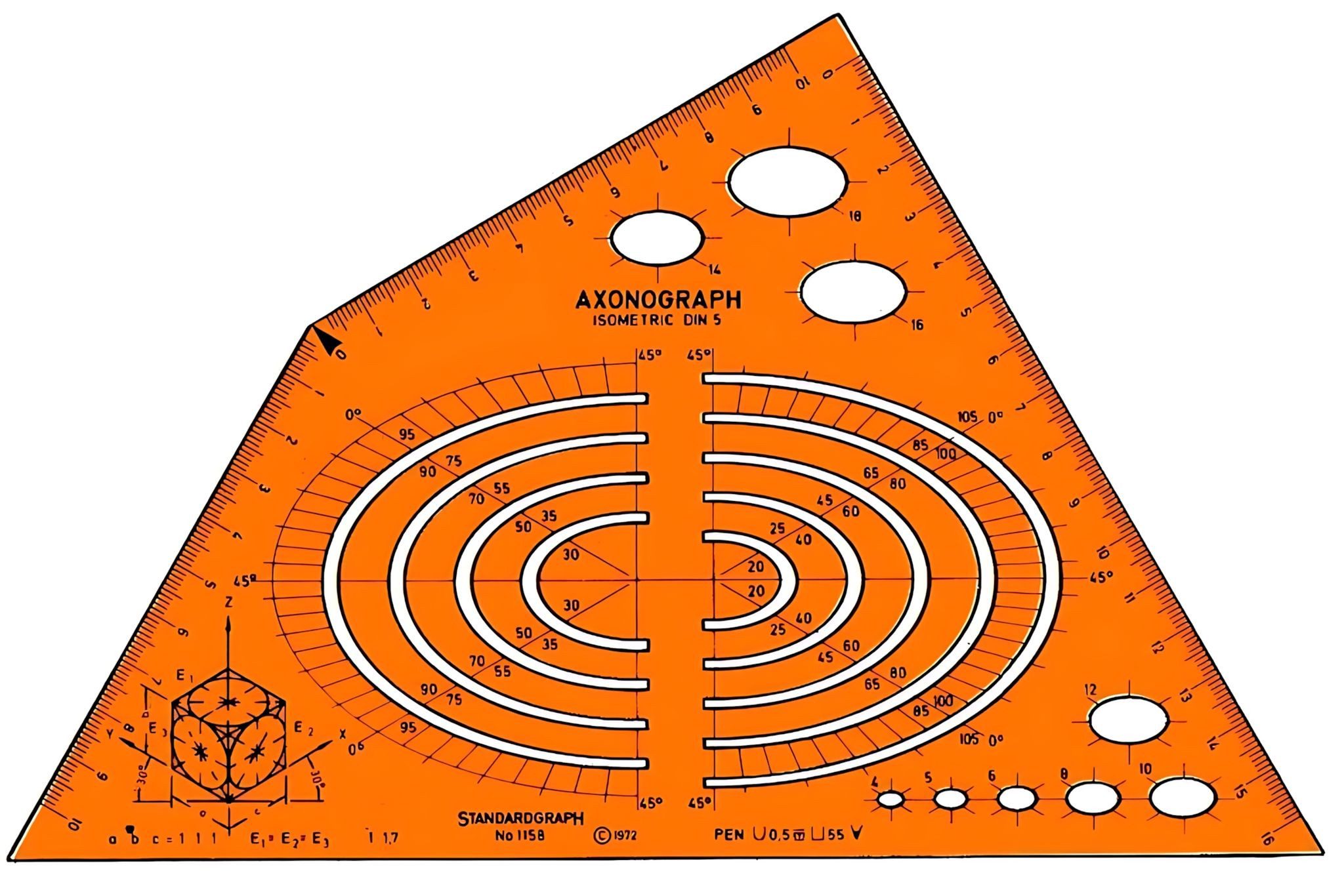 STANDARDGRAPH Zeichenlineal Schablone Isometric STANDARDGRAPH 1158