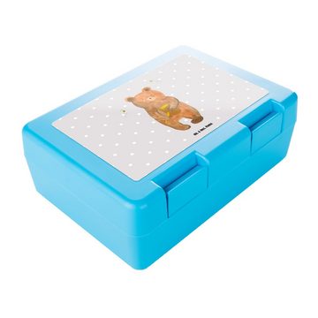 Mr. & Mrs. Panda Butterdose Bär Honig - Grau Pastell - Geschenk, Teddy, Snackbox, Lunch box, Brot, Premium Kunststoff, (1-tlg), Luftlöcher