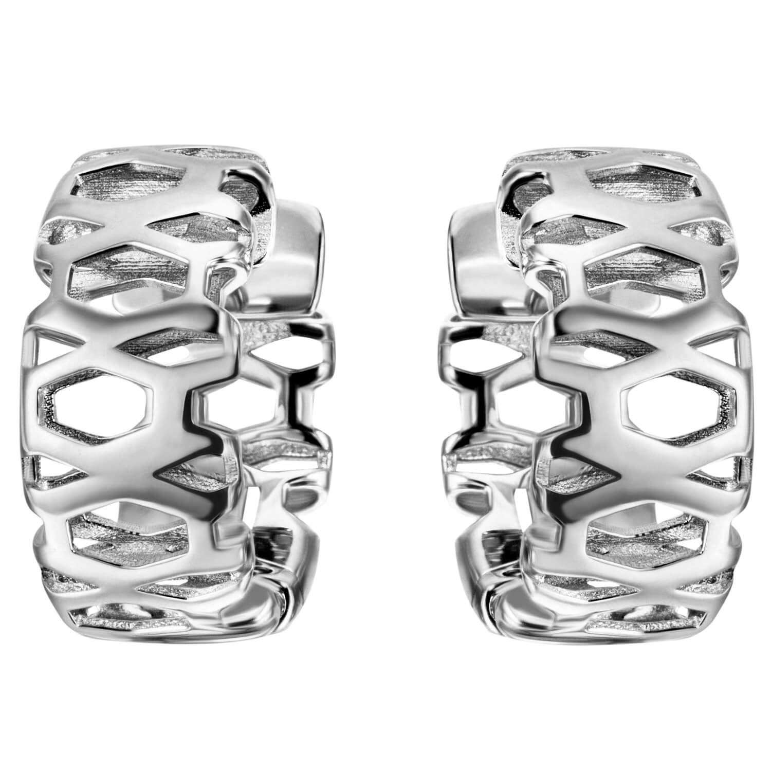 Paar Ohrringe Paar Schmuck rhodiniert 20,5x9,2mm Krone Ohrschmuck, Creolen 925 Creolen aus 925 Silber breite Silber