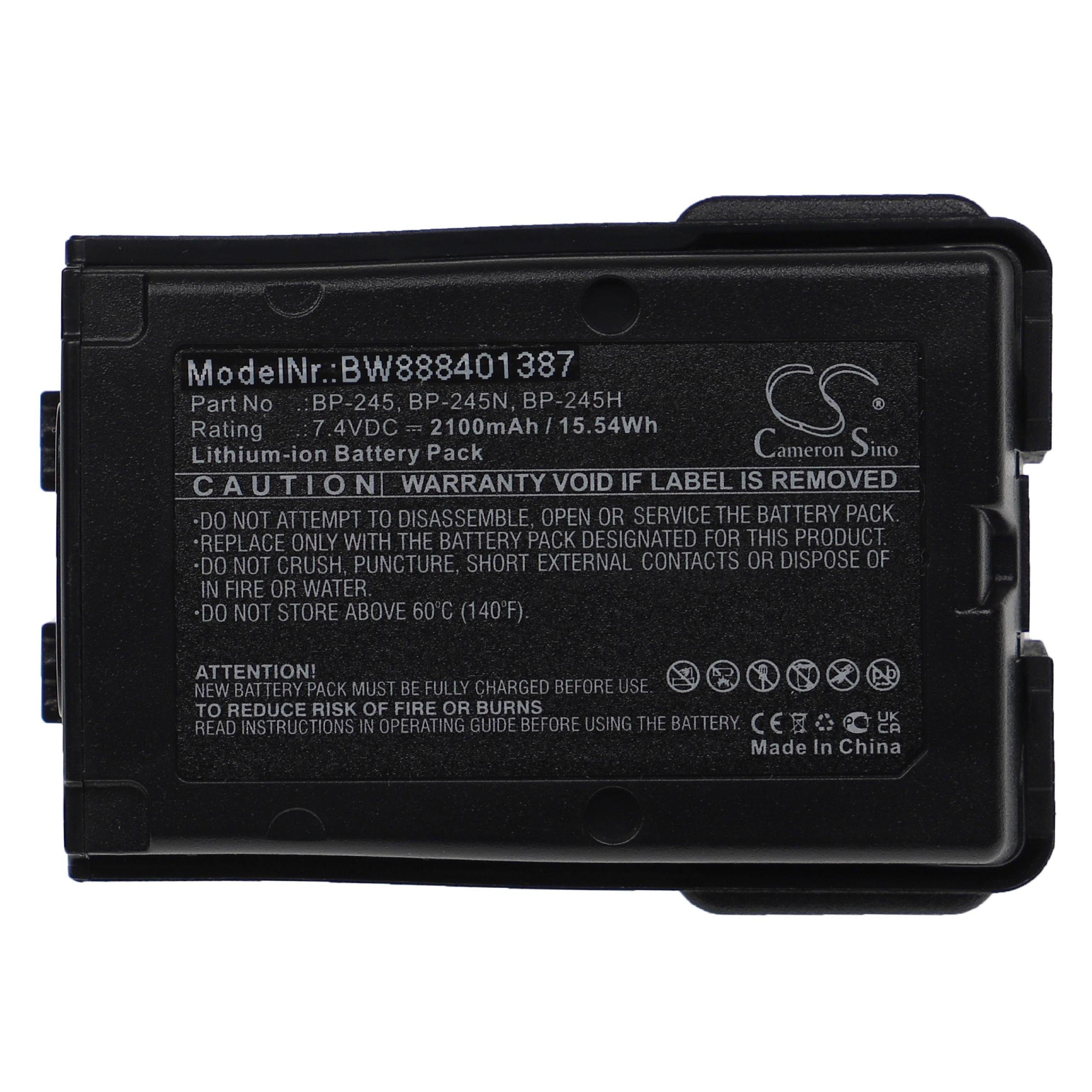 vhbw kompatibel mit Icom IC-M71, IC-M72, IC-M73, IC-M73 PLUS, IC-M73 Euro Akku Li-Ion 2100 mAh (7,4 V)