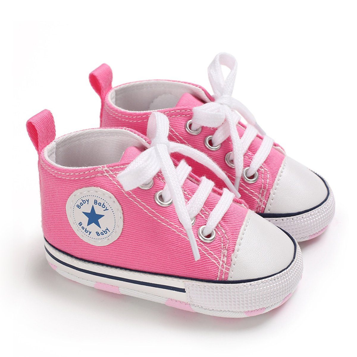 DEBAIJIA DEBAIJIA Lauflernschuhe Baby Weiche Sohle Schuhe Leinen Babystiefel 0-6M Pink Leichtes