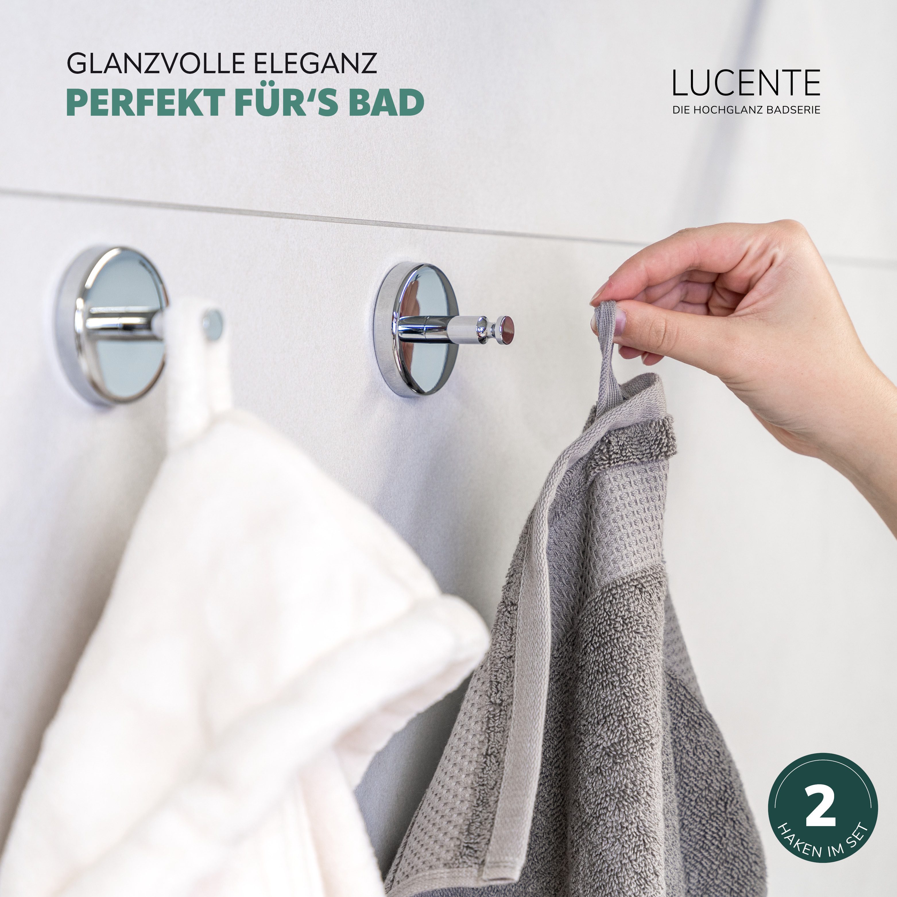 bremermann Handtuchhaken Bad-Serie LUCENTE – 2er-Set, Edelstahl verchromt, günstig online kaufen