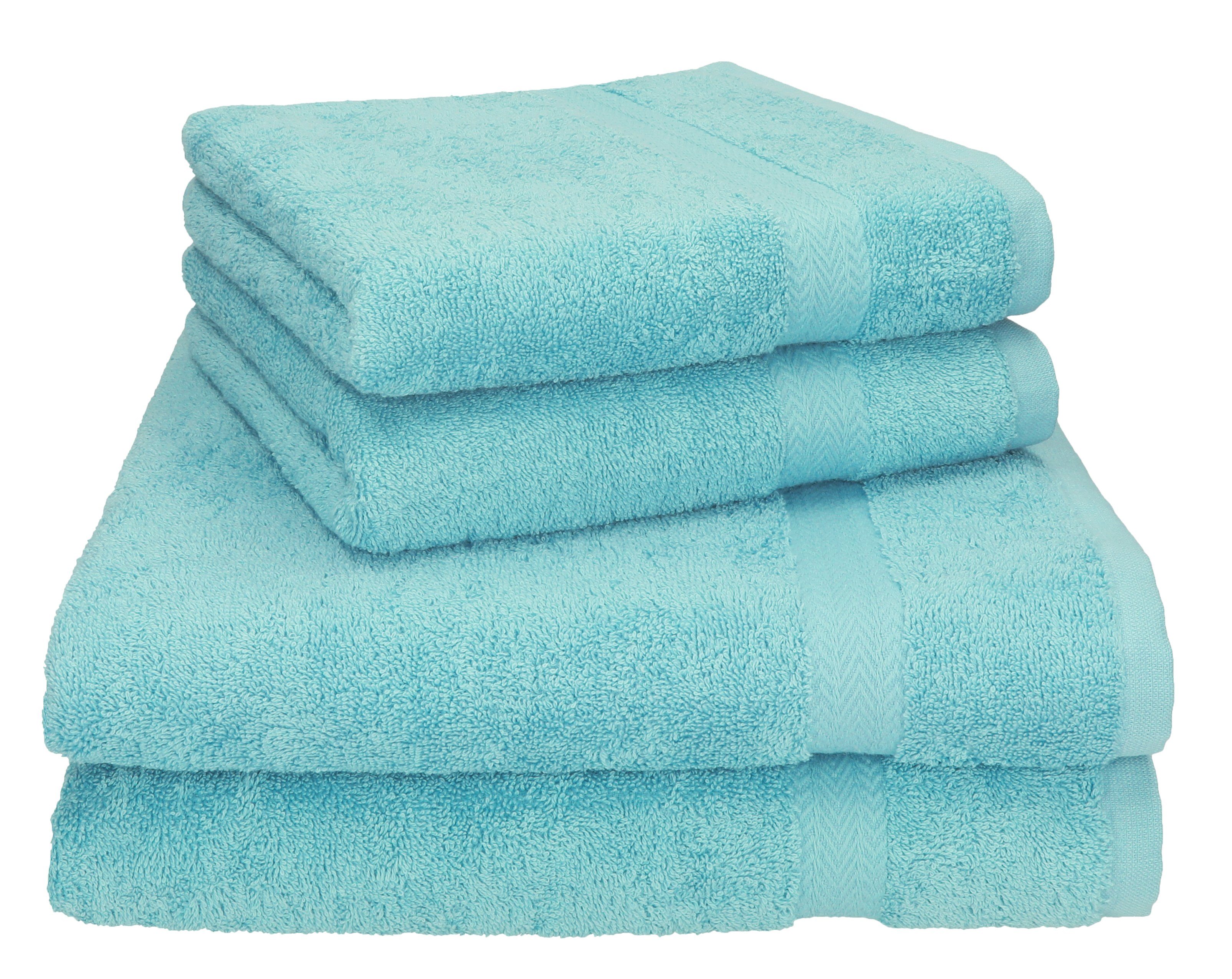 4-tlg. und 2 PREMIUM 100% Duschtücher, Baumwolle, Handtücher (4-tlg) Betz Handtuch Set 2 ocean