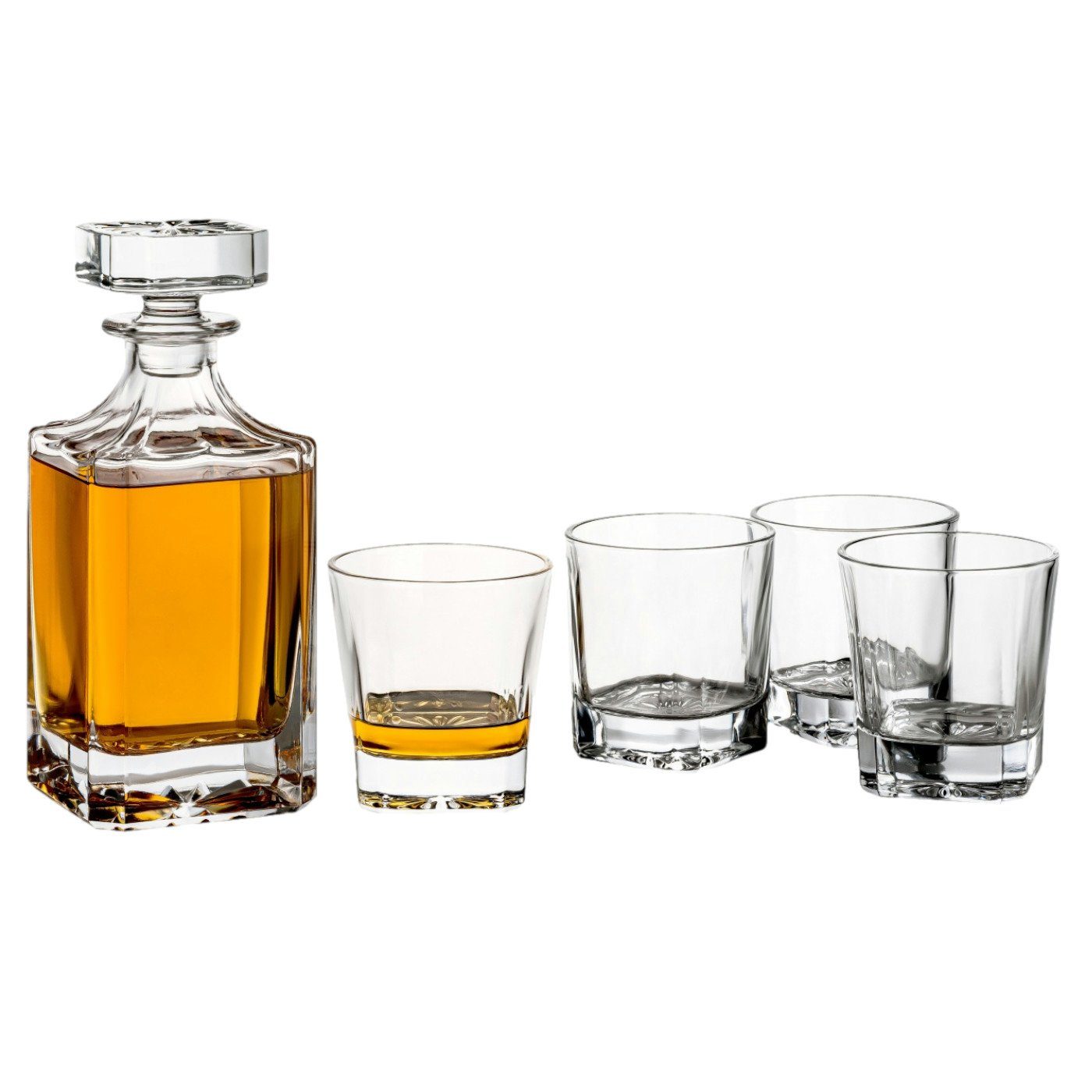 Karaffe Whiskykaraffe mit 4 Gläser - Whisky-Set aus hochwertigem Glas