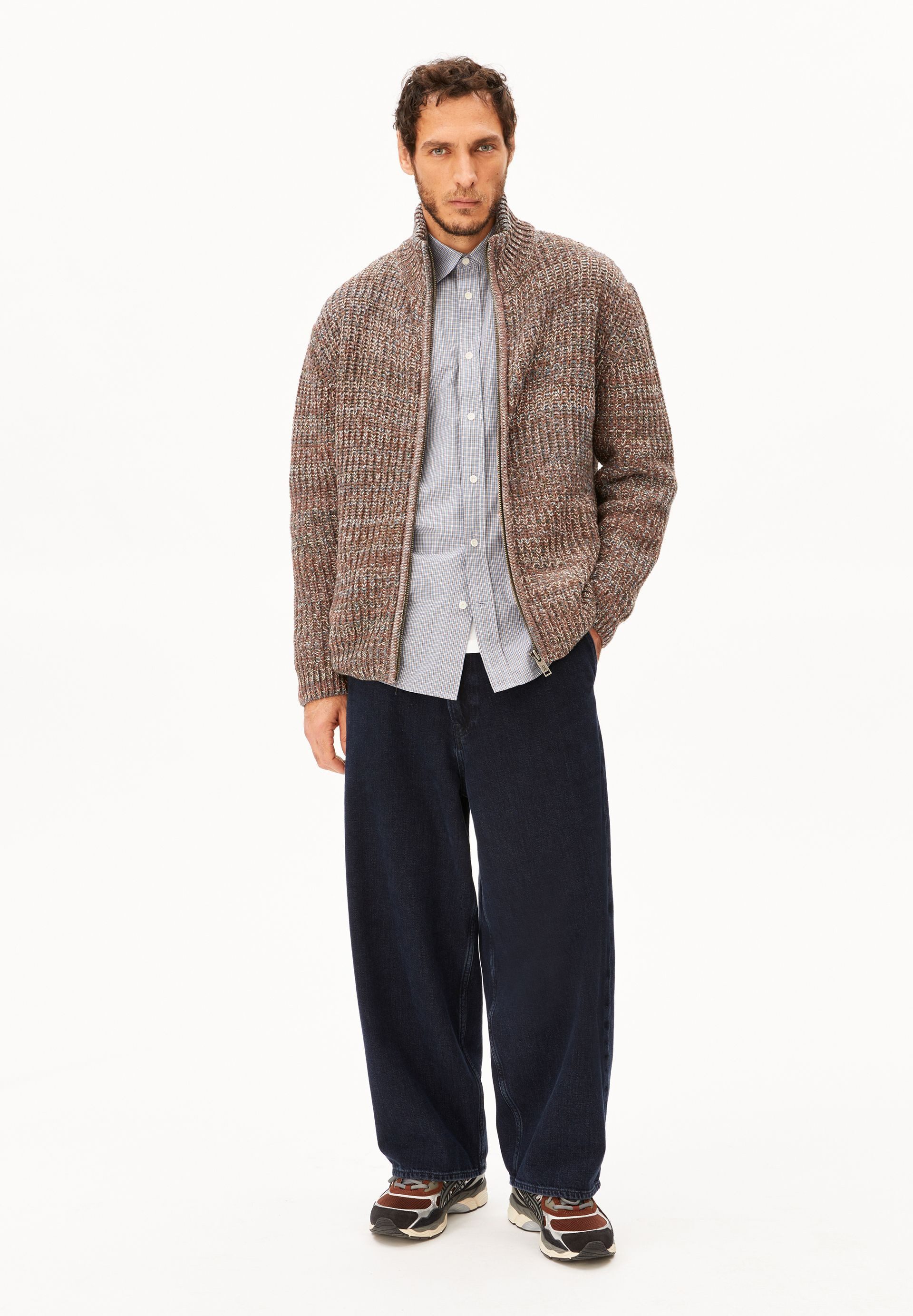 Armedangels Cardigan MOULINE Strickjacke aus Bio-Woll-Mix (Troyer mit Reißverschluss, Relaxed Fit)