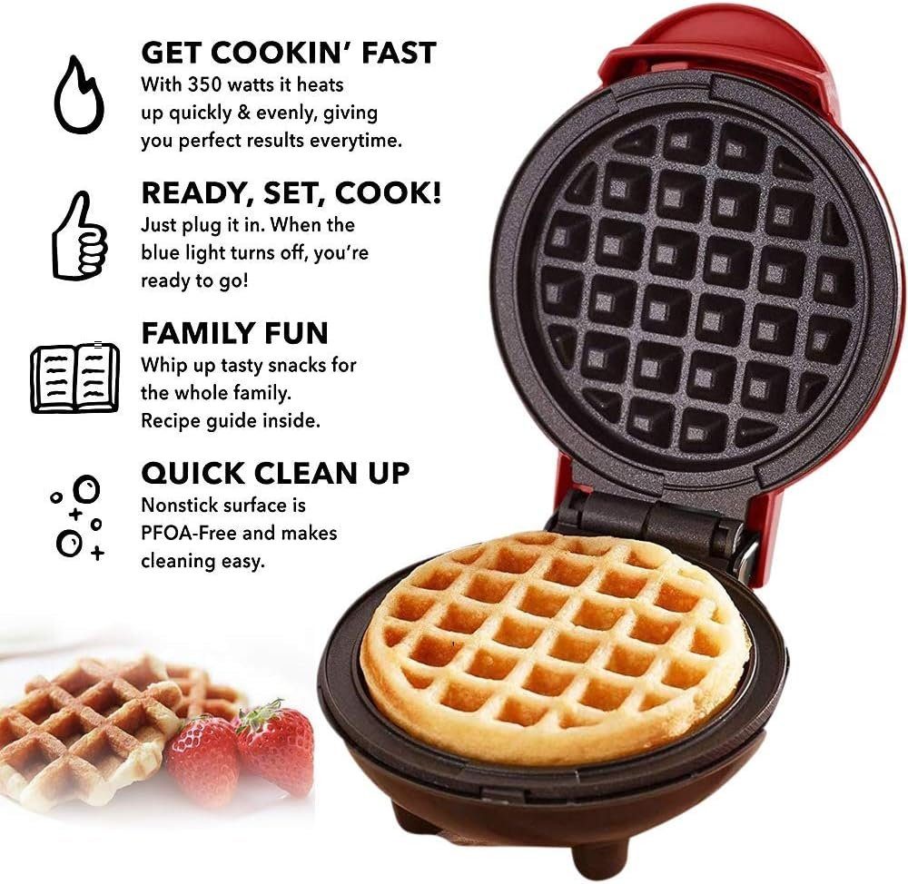 autolock Waffeleisen Waffeleisen AMW500P Mini, 550 W, klassische Waffeln,  Waffelmaker