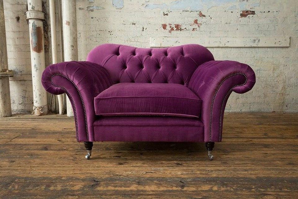 Xlmoebel Chesterfield-Sofa Chesterfield Design Sofa 1-Sitzer Luxus Textil Couch #131, Made in Europa