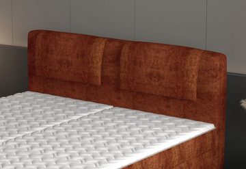 Sofa Dreams Boxspringbett Stoffbett Calais Webstoff Braun 140x200 cm Komplettbett Modern Bett, mit Topper, zwei Matratzen