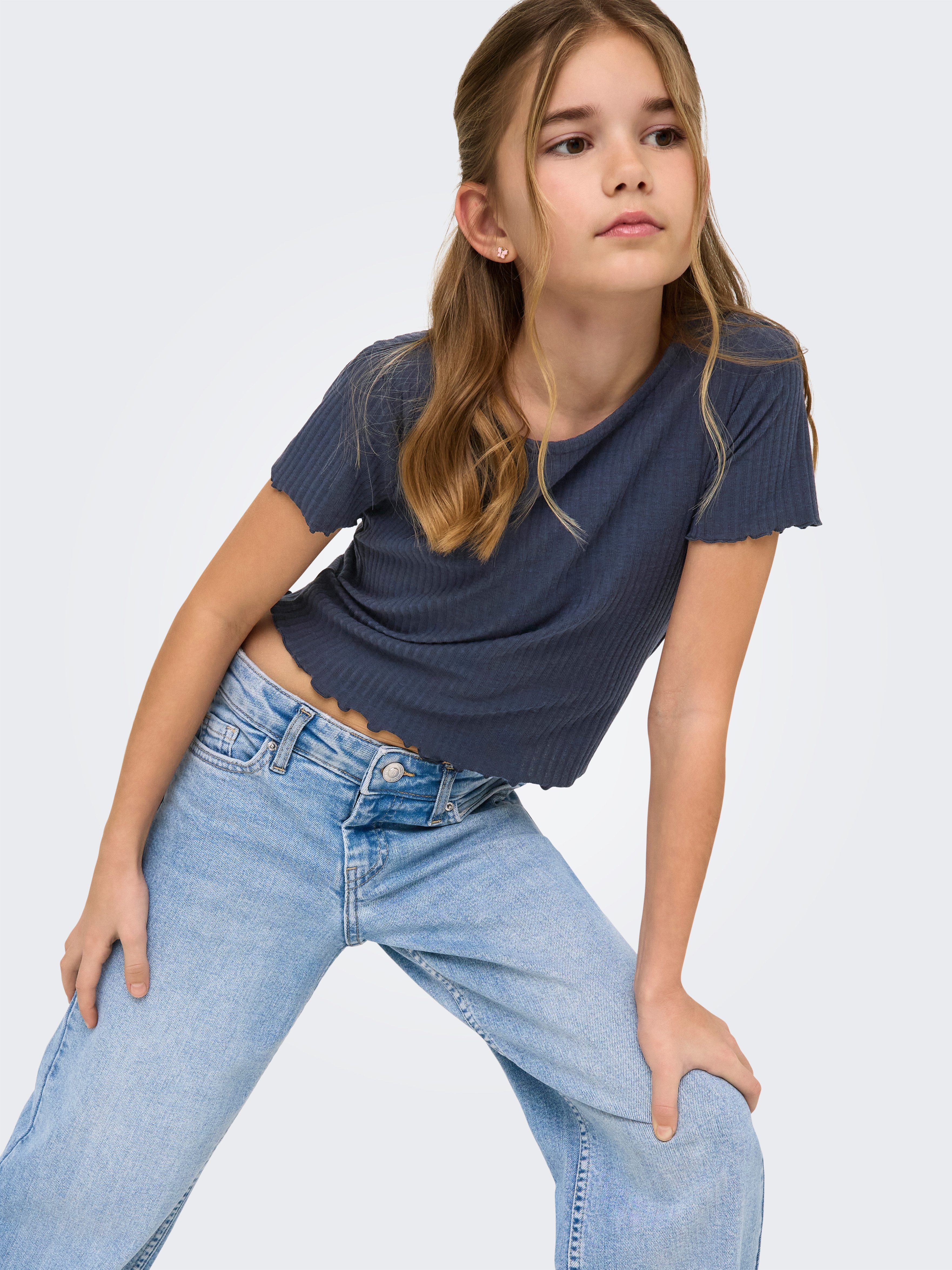 KIDS ONLY T-Shirt KOGNELLA S/S O-NECK TOP NOOS JRS mit süßer Wellenkante