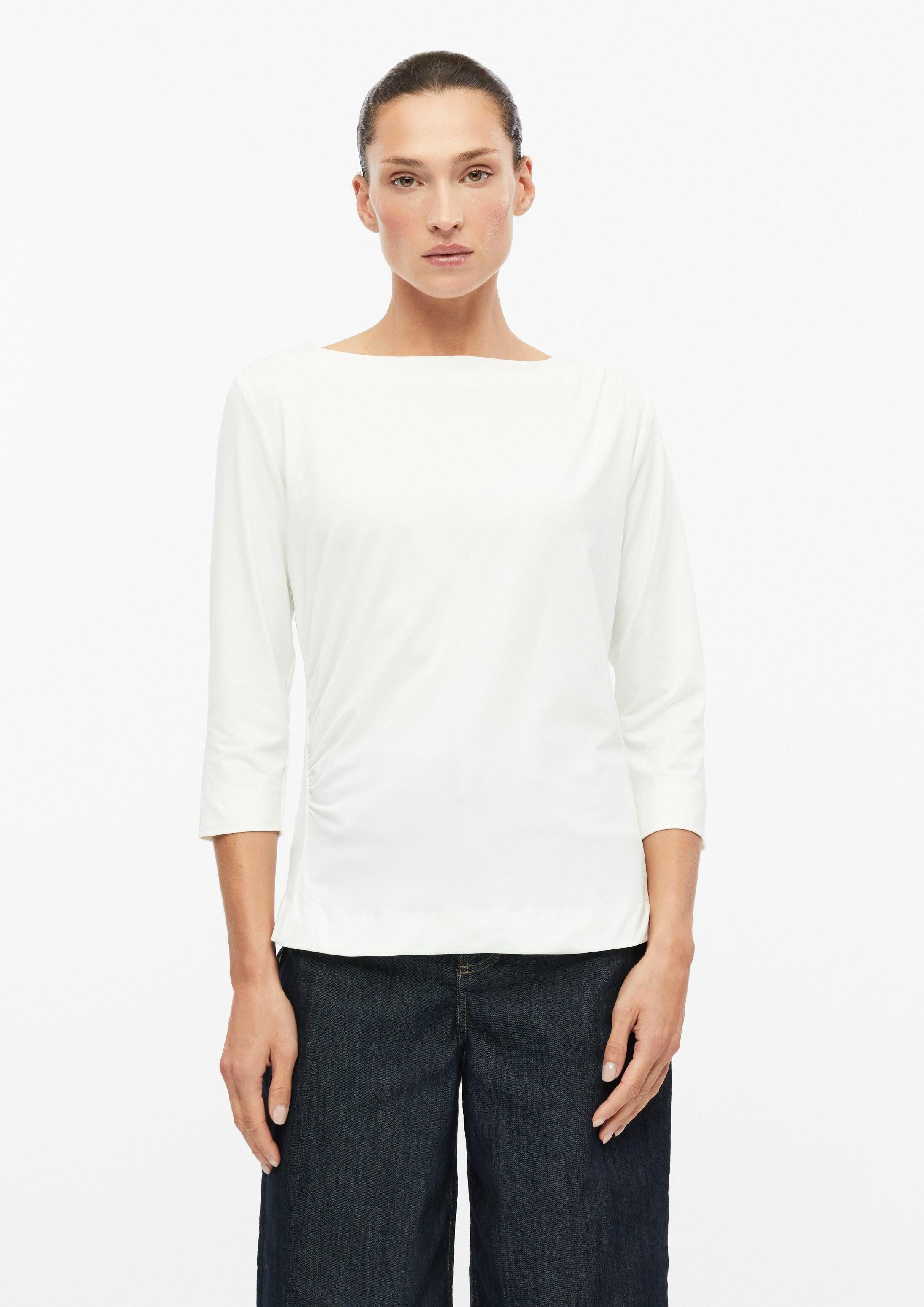 s.Oliver 3/4-Arm-Shirt T-Shirt T-Shirt mit seitlicher Raffung im Slim Fit