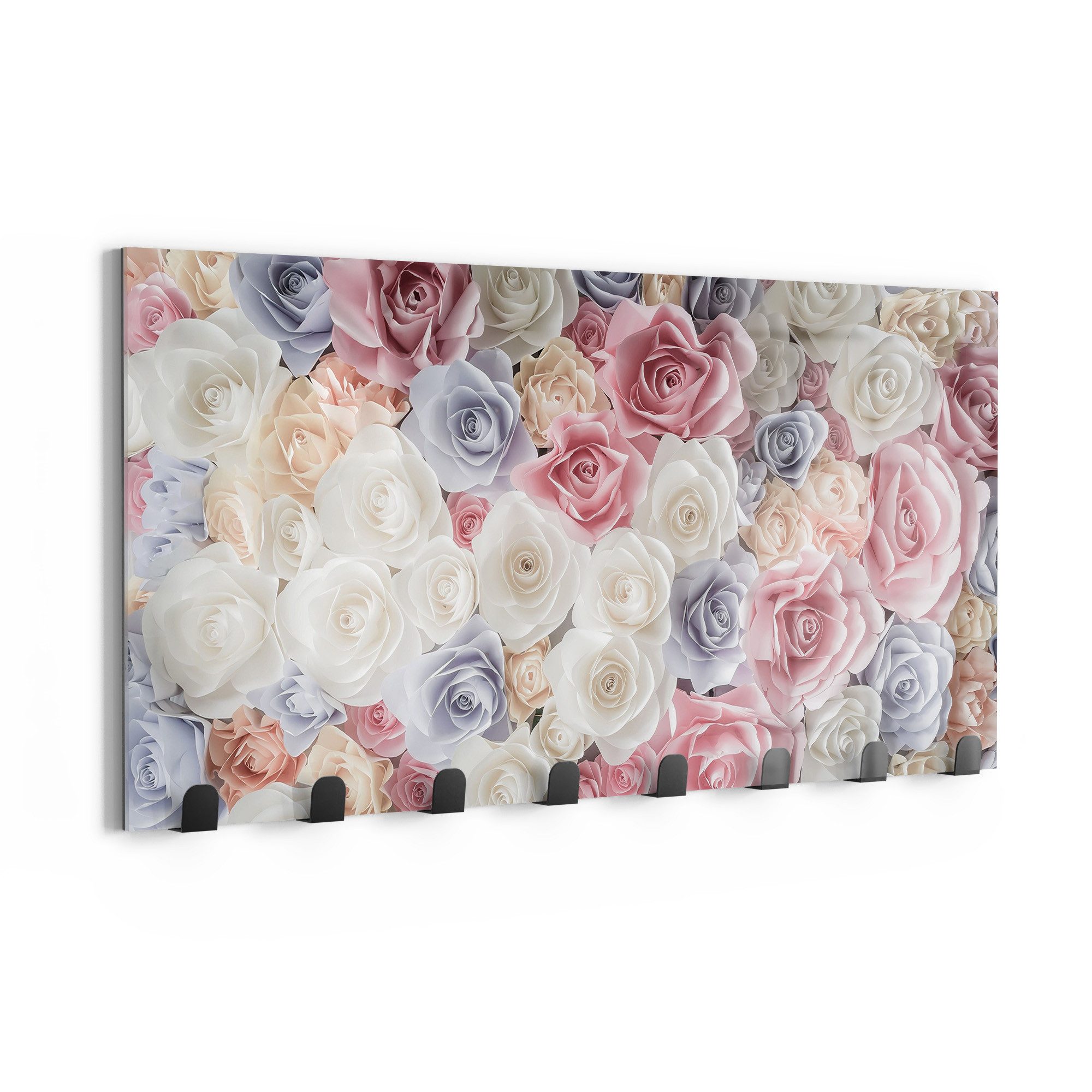 DEQORI Гачок для одягу 'Sanfte Pastell Rosen', Glas Garderobe Paneel magnetisch beschreibbar