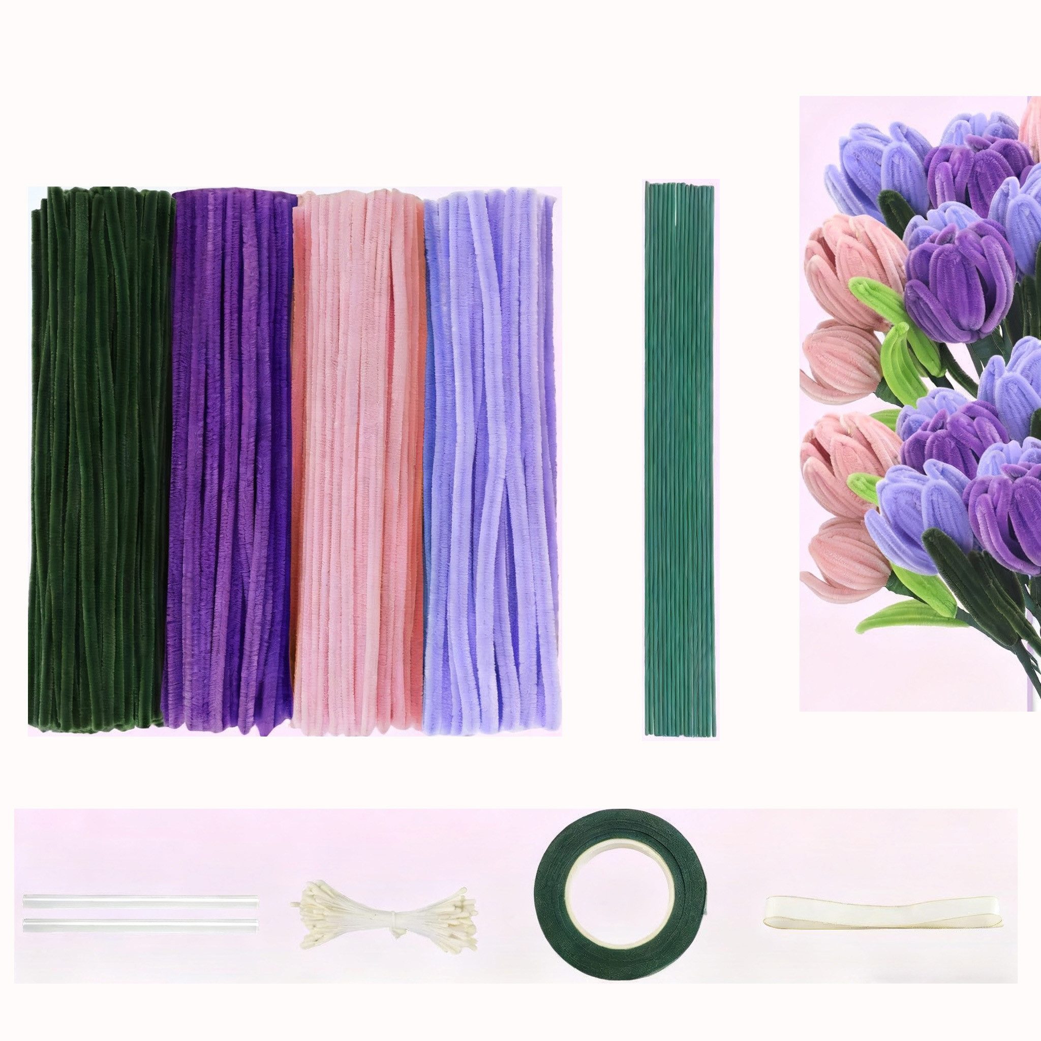 Kunstpflanze 400Stück Pfeifenreiniger Blumen,DIY Cleaner Dekoration günstig online kaufen