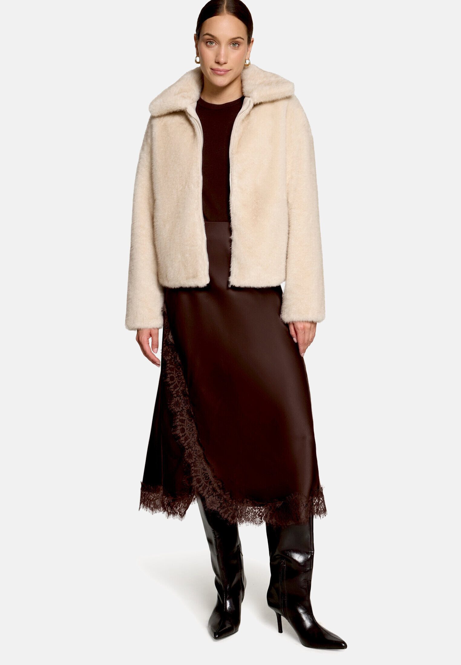 Zero Midirock Damen mit Spitze Spitze