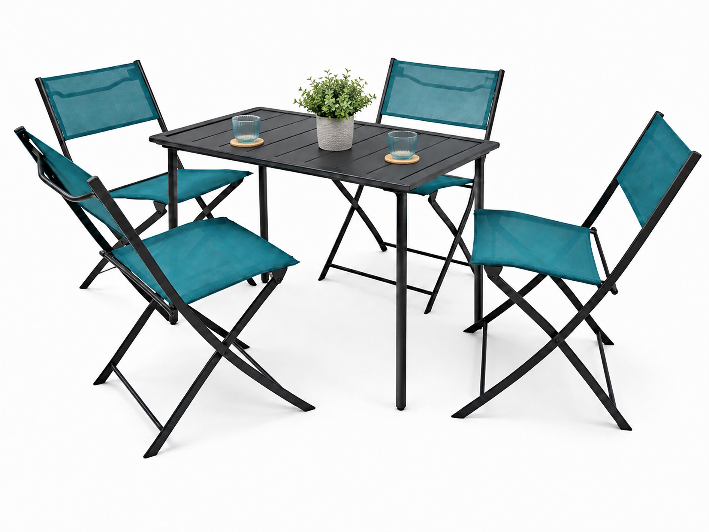 VCM Garten-Essgruppe 5 teiliges Gartenmöbel Balkon Set Sumila mit Tisch, (Set, 5-tlg., 1x Tisch 4x Stuhl)