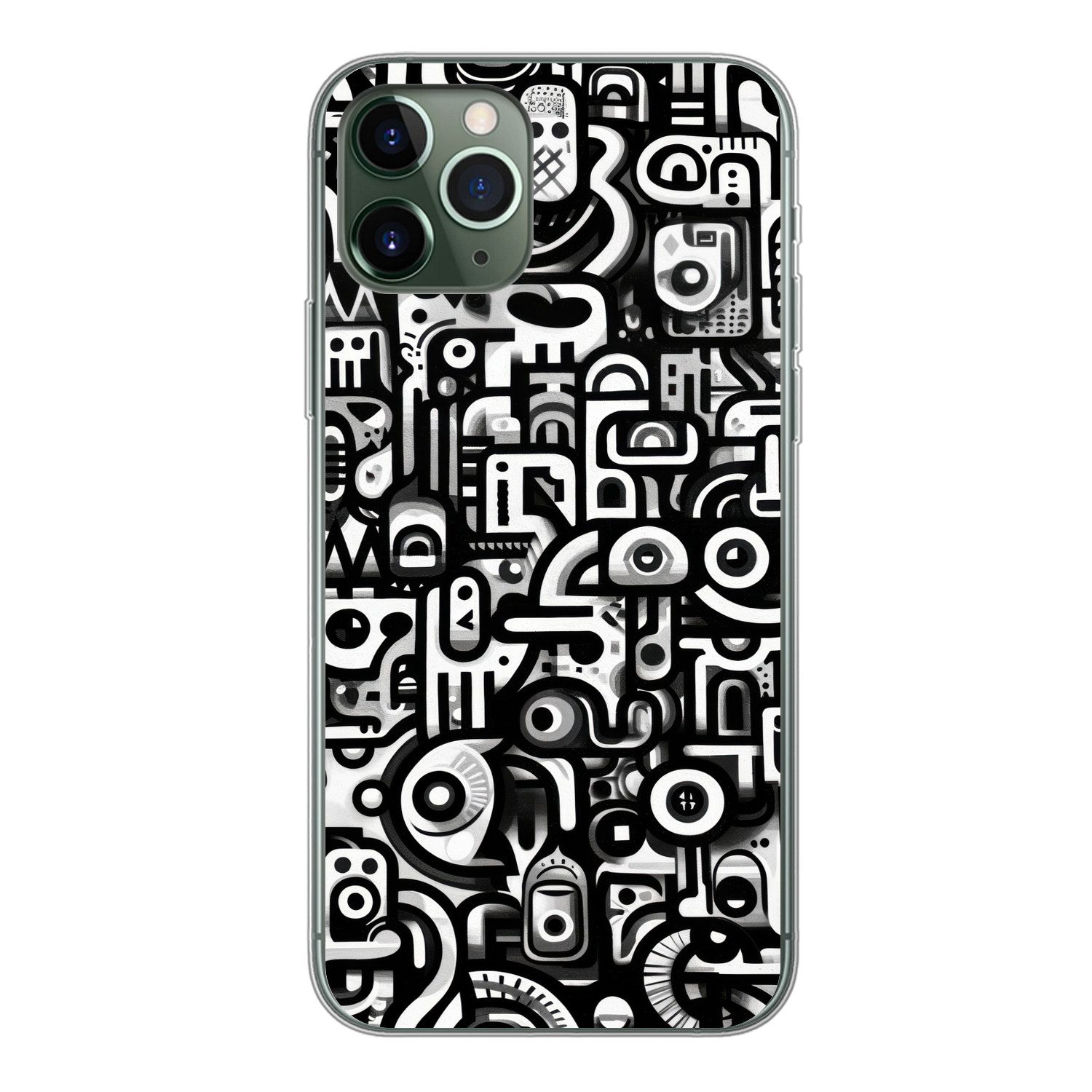 MuchoWow Handyhülle für Apple iPhone 11 Pro Symbole - Abstrakt - Grafik - Schwarz, Smartphone-Bumper, Print, Handy Schutzhülle Dünn