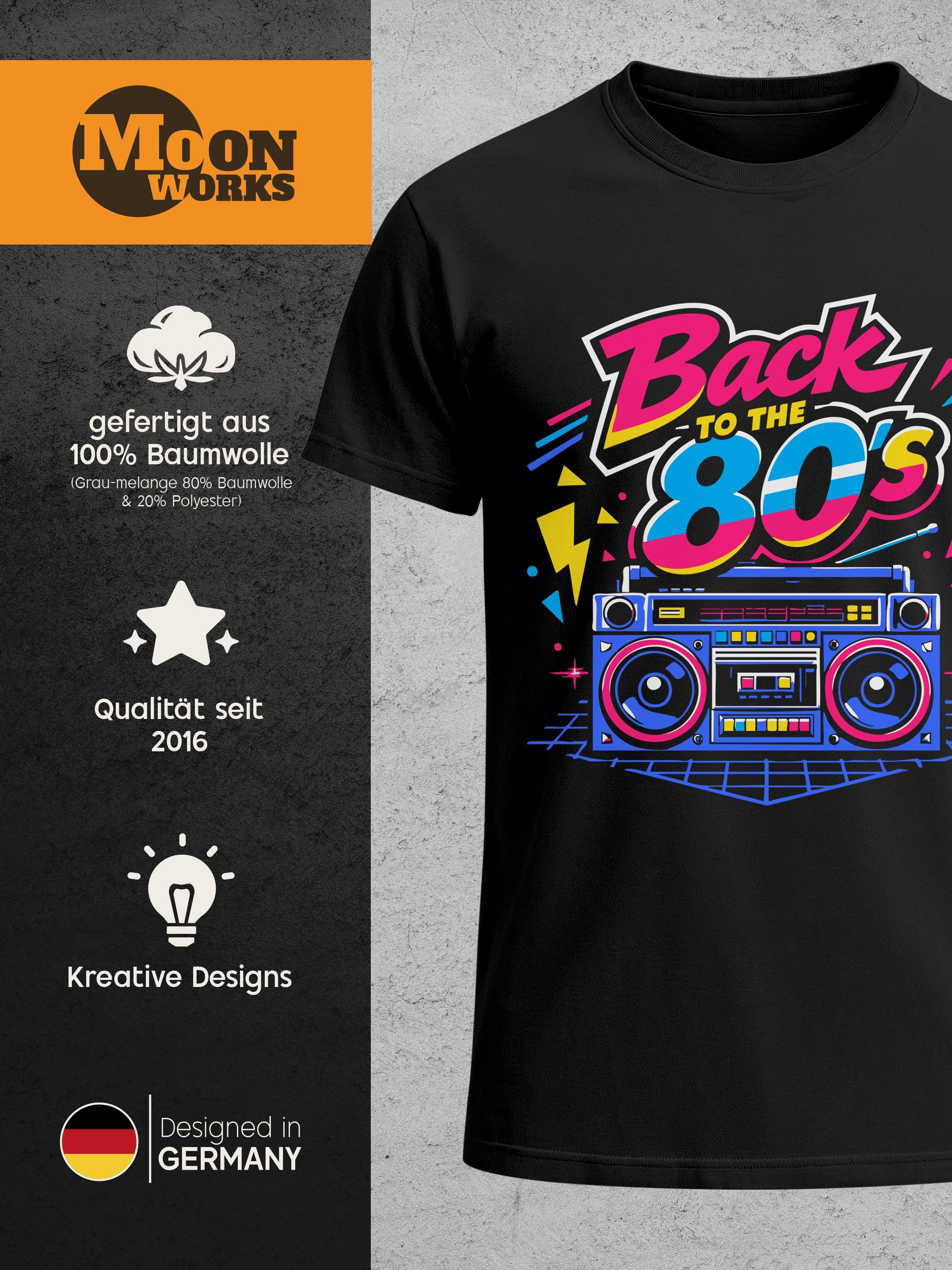 Print-Shirt Herren T-Shirt Back to 80s Spruch Fasching Karneval Kostüm-Ersatz
