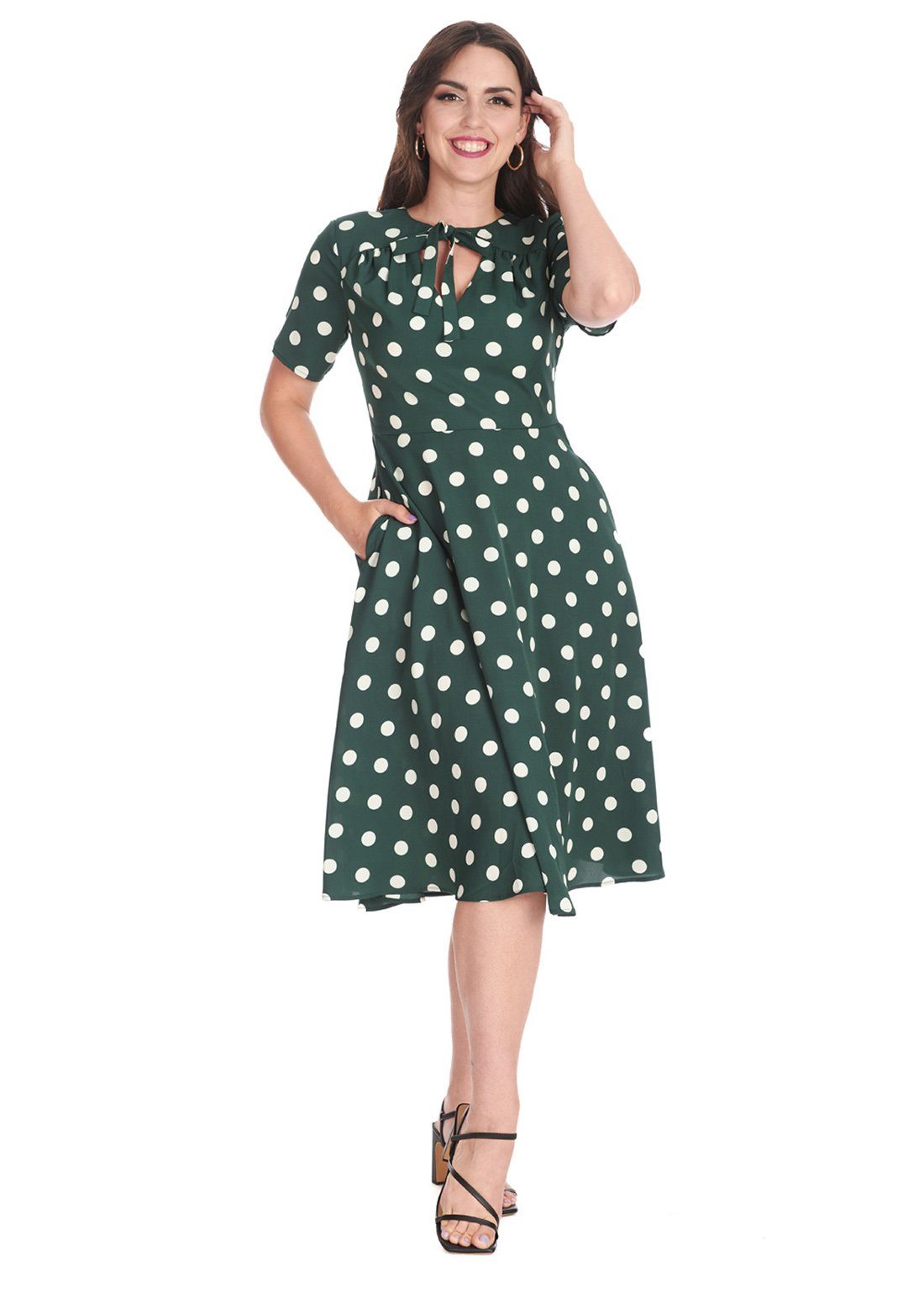 Banned A-Linien-Kleid Retro Swingkleid Set Sail Grün Vintage Polka Dot Dres günstig online kaufen