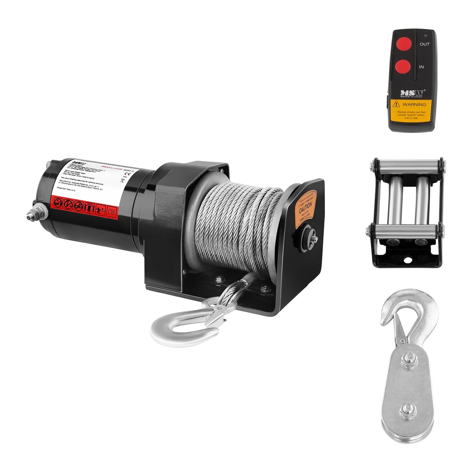 Seilwinde 907 kg 12 V Elektrische Motorwinde Umlenkrolle Fernbedienung