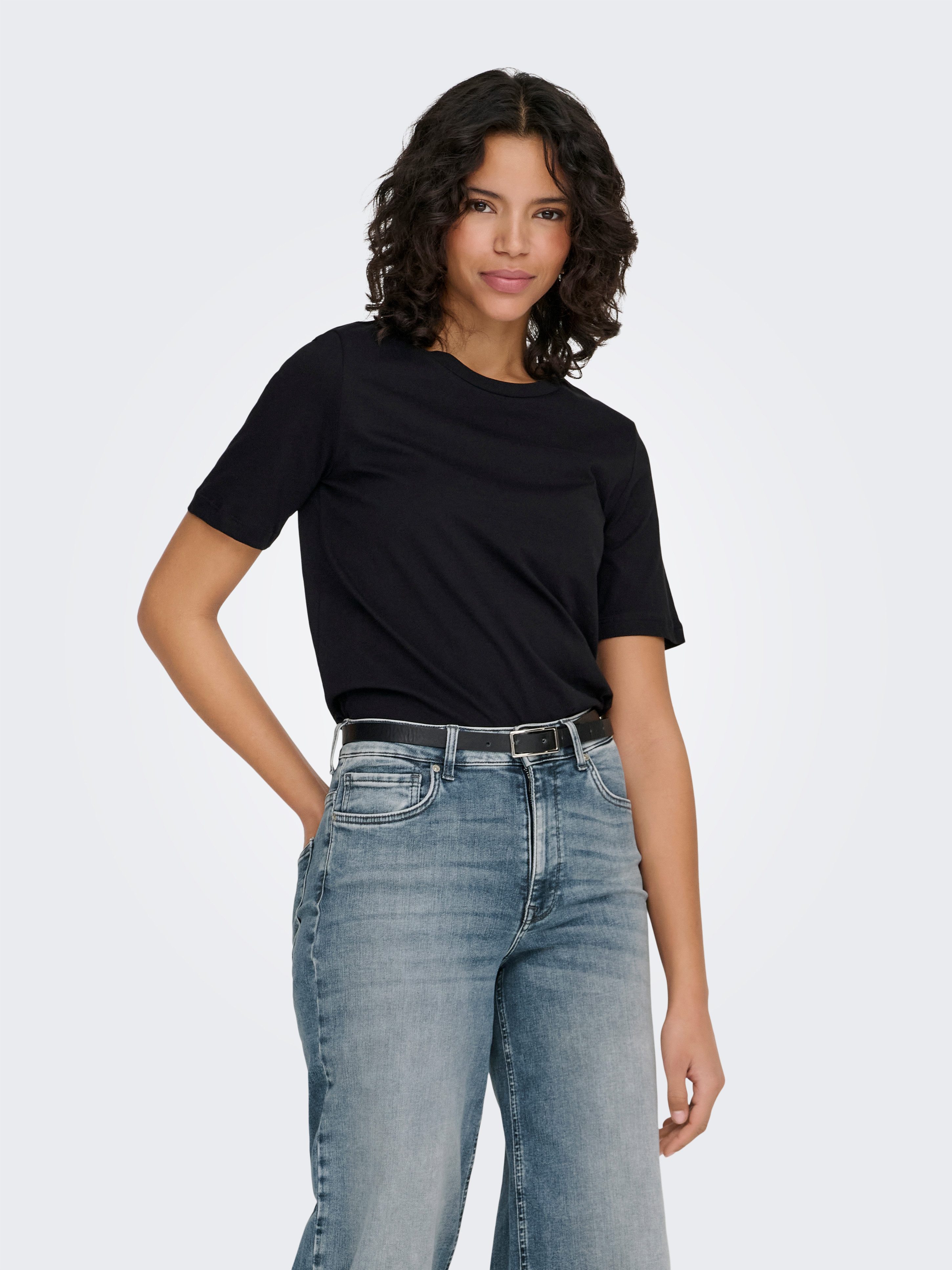 ONLY Kurzarmshirt ONLONLY S/S TEE JRS NOOS regular fit, casual, Single Jersey, Baumwolle, Rundhals