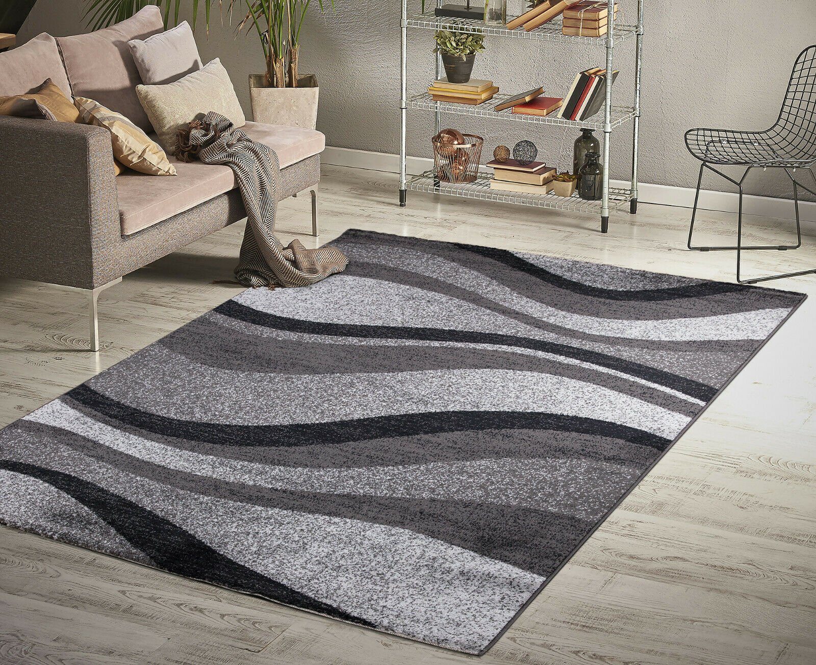 Teppich JOY 4007, TEPPIA, rechteckig, Höhe: 8 mm, Wohnzimmerteppich Rutscfest teppichläufer Küchenteppich grau, grau