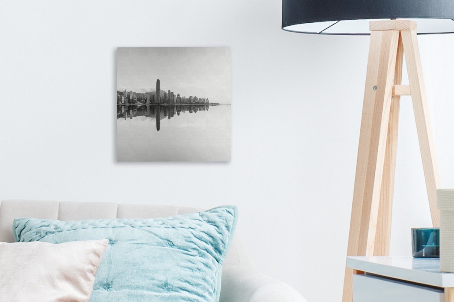Meer - (1 Schwarz - Leinwandbild Weiß, OneMillionCanvasses® - Leinwand Wohnzimmer für Hongkong St), Bilder Schlafzimmer