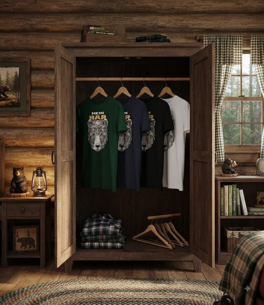 Blondie & Brownie T-Shirt Mein Bär Herren T-Shirt Bärenkopf Print Natur Outdoor Geschenk (Einzelstück, Einzelartikel) MeinBär Herren Tee Naturmotiv Bärenkopf