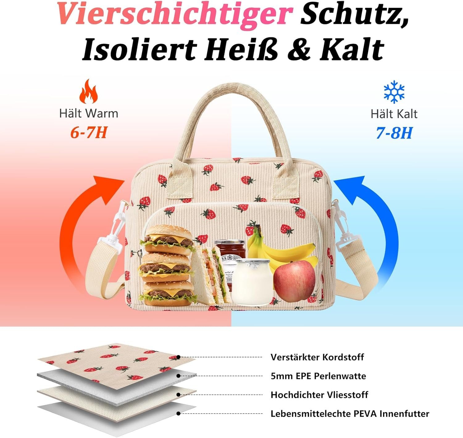 FELIXLEO Kühltasche Kuehltasche Klein 12L Lunchtasche Isoliert Schultergurt Faltbar – Bild 3 von 5