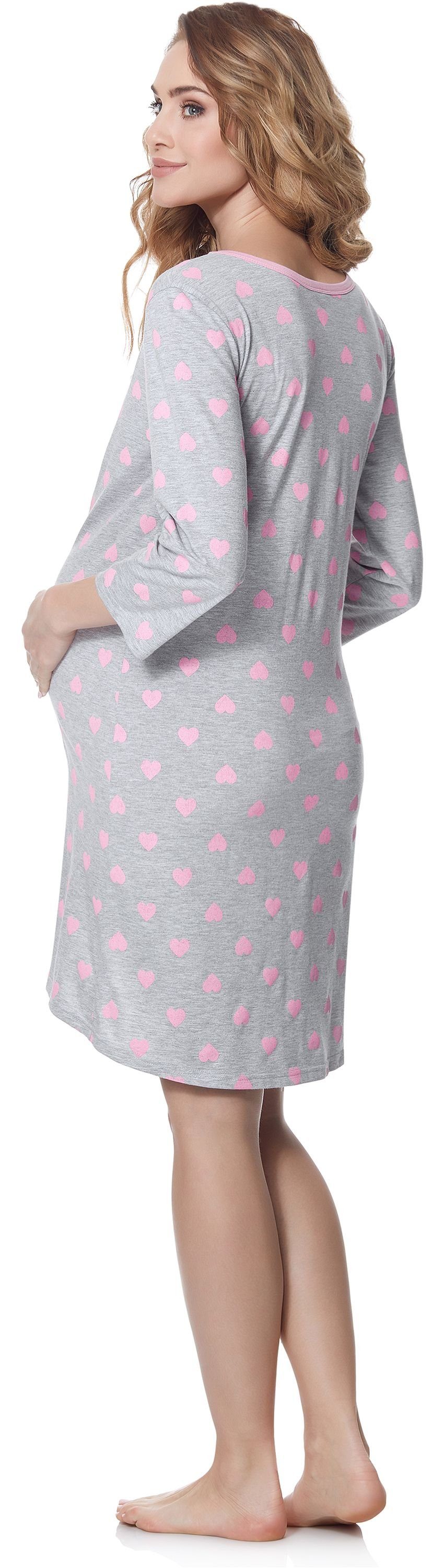 Be Mammy Umstandsnachthemd Damen Umstands Nachthemd 3/4 Arm mit Stillfunkti günstig online kaufen