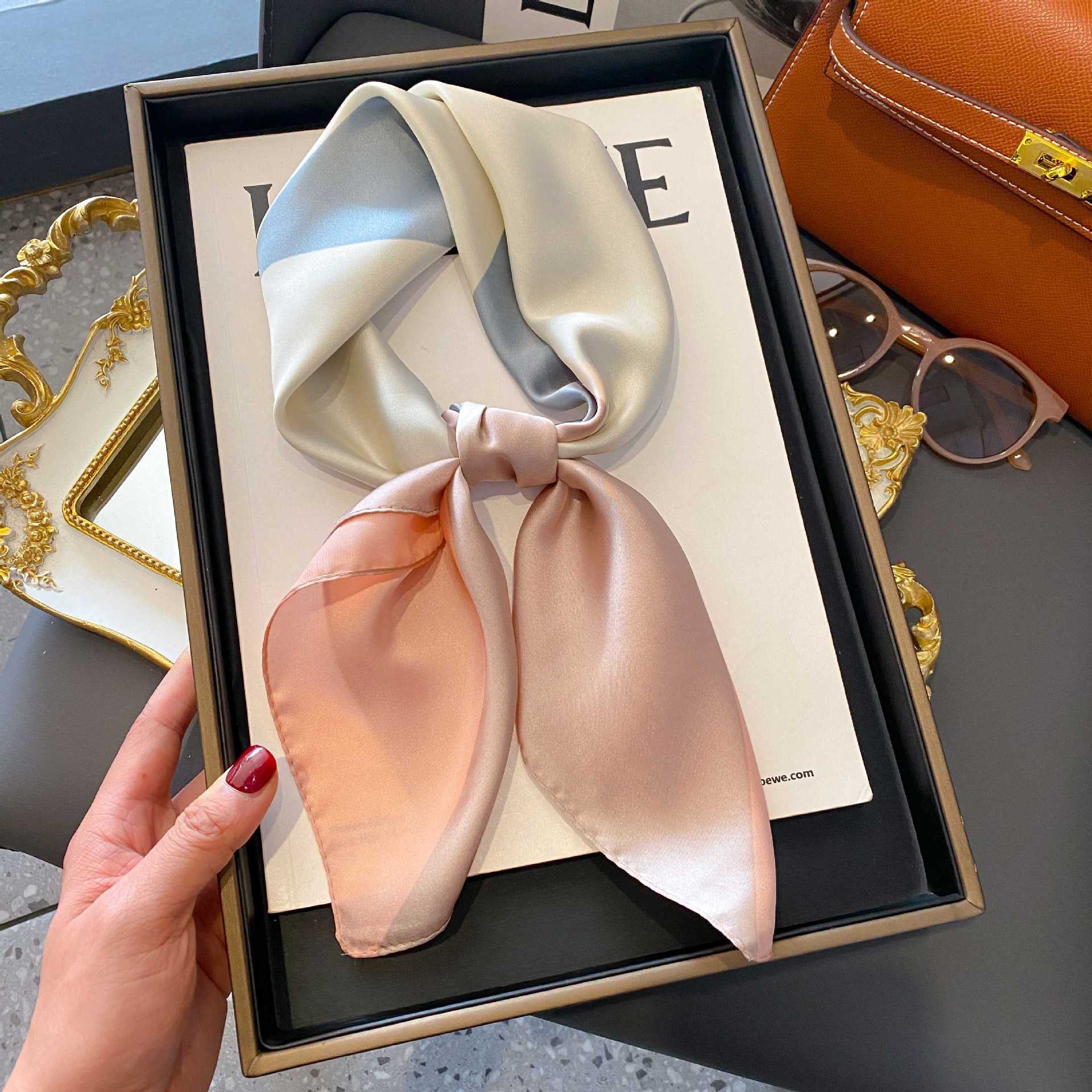 Zaewry Seidentuch Damen Seide Gefühl Schal Halstuch Schal Frauen Seidenschal, (3-St), Seidentuch Scarf Bandana Taschentuch Ansatz Handgelenk