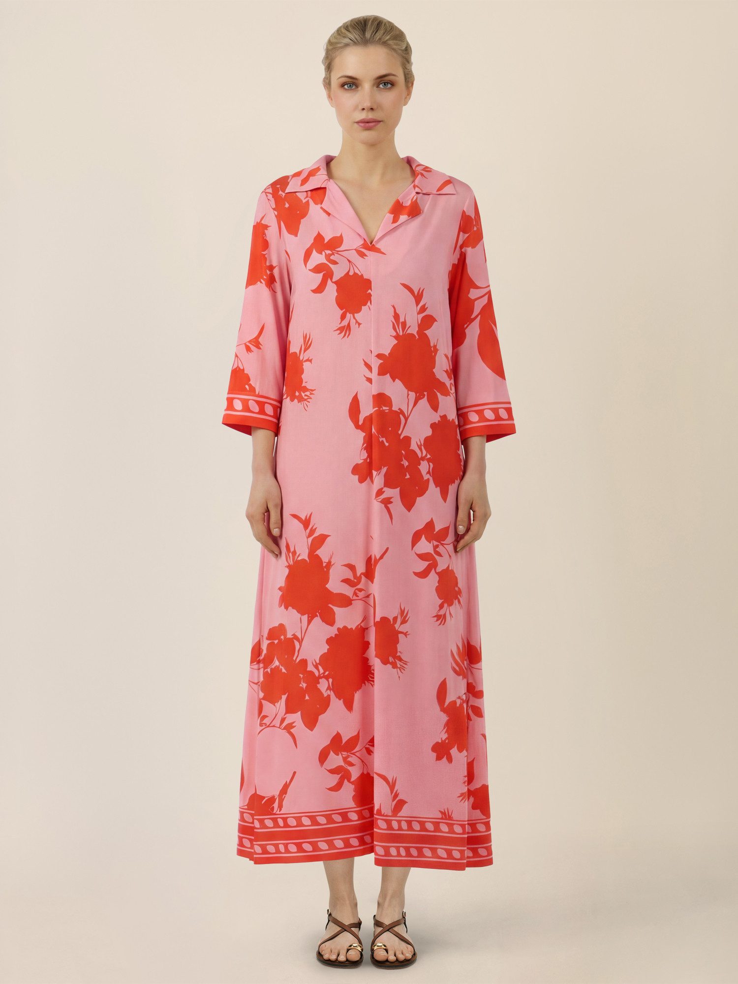 Apart Jerseykleid mit floralem Print und Stehkragen