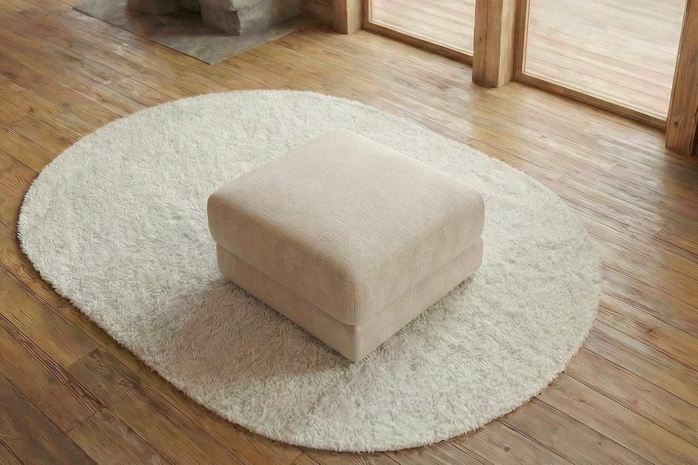riess-ambiente Fußhocker LOFT 75cm champagner/beige - Chenille, Nosagfederung, Taschenfederkern (Einzelartikel, 1 St), Moderner Polsterhocker - ideal für moderne Wohnzimmer & Loft-Wohnungen