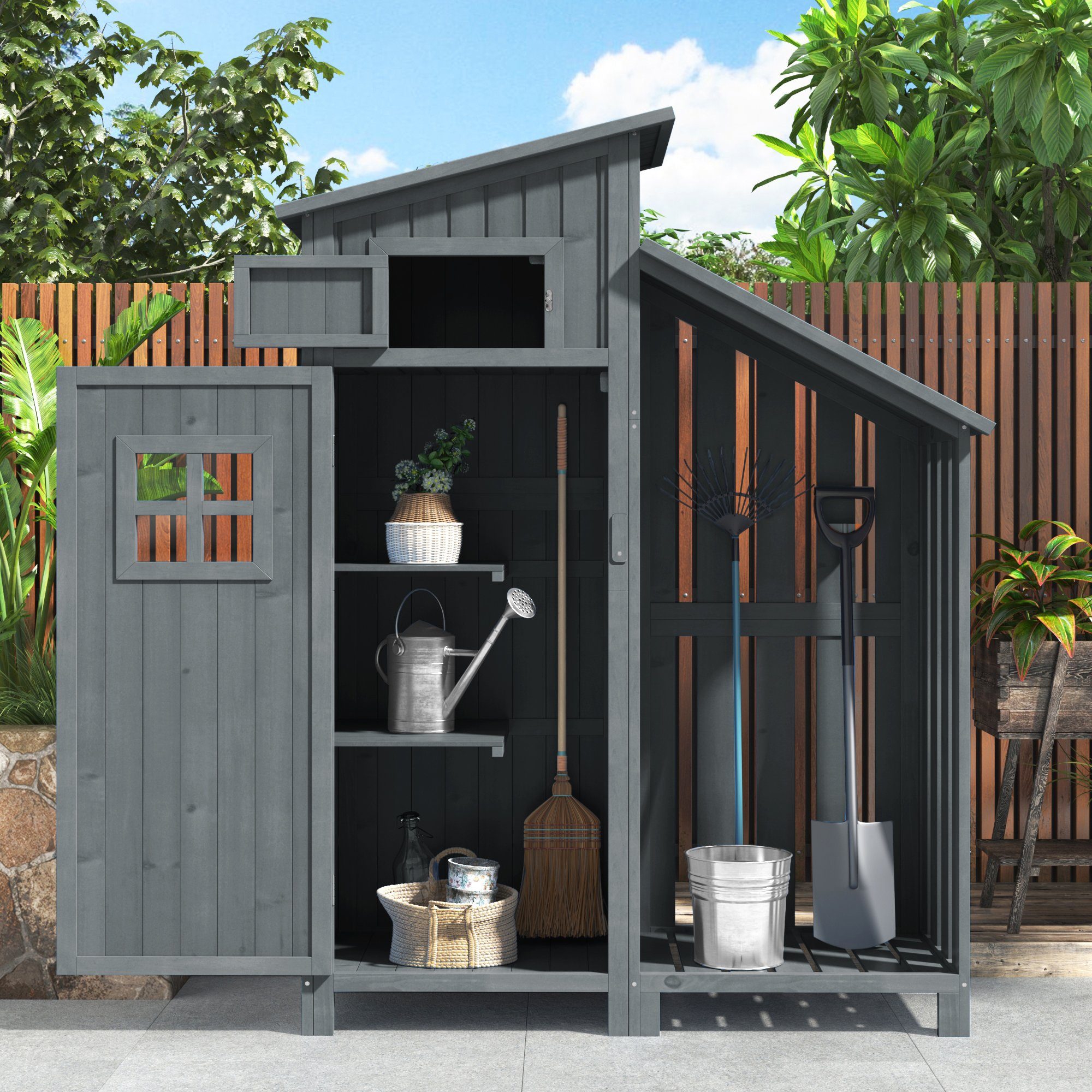 OKWISH Geräteschrank Outdoor-Schrank Werkzeugschrank (Geräteschuppen (124*5 günstig online kaufen