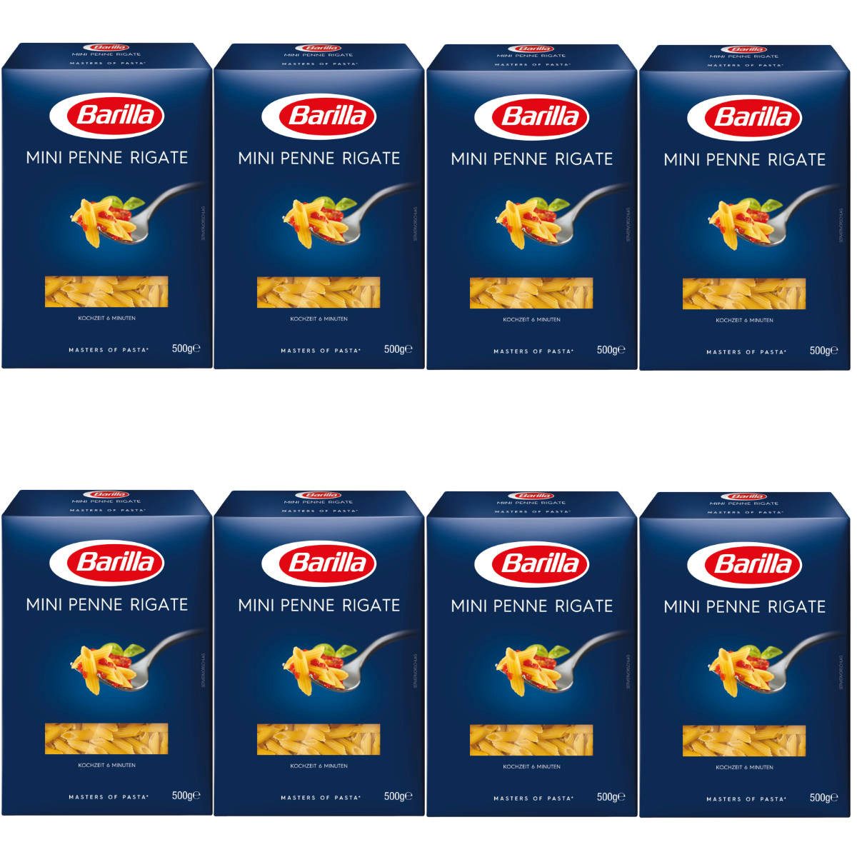 Barilla Nudeln, Barilla Piccolini Mini Penne Rigate Pasta Nudeln 500g 8er Pack