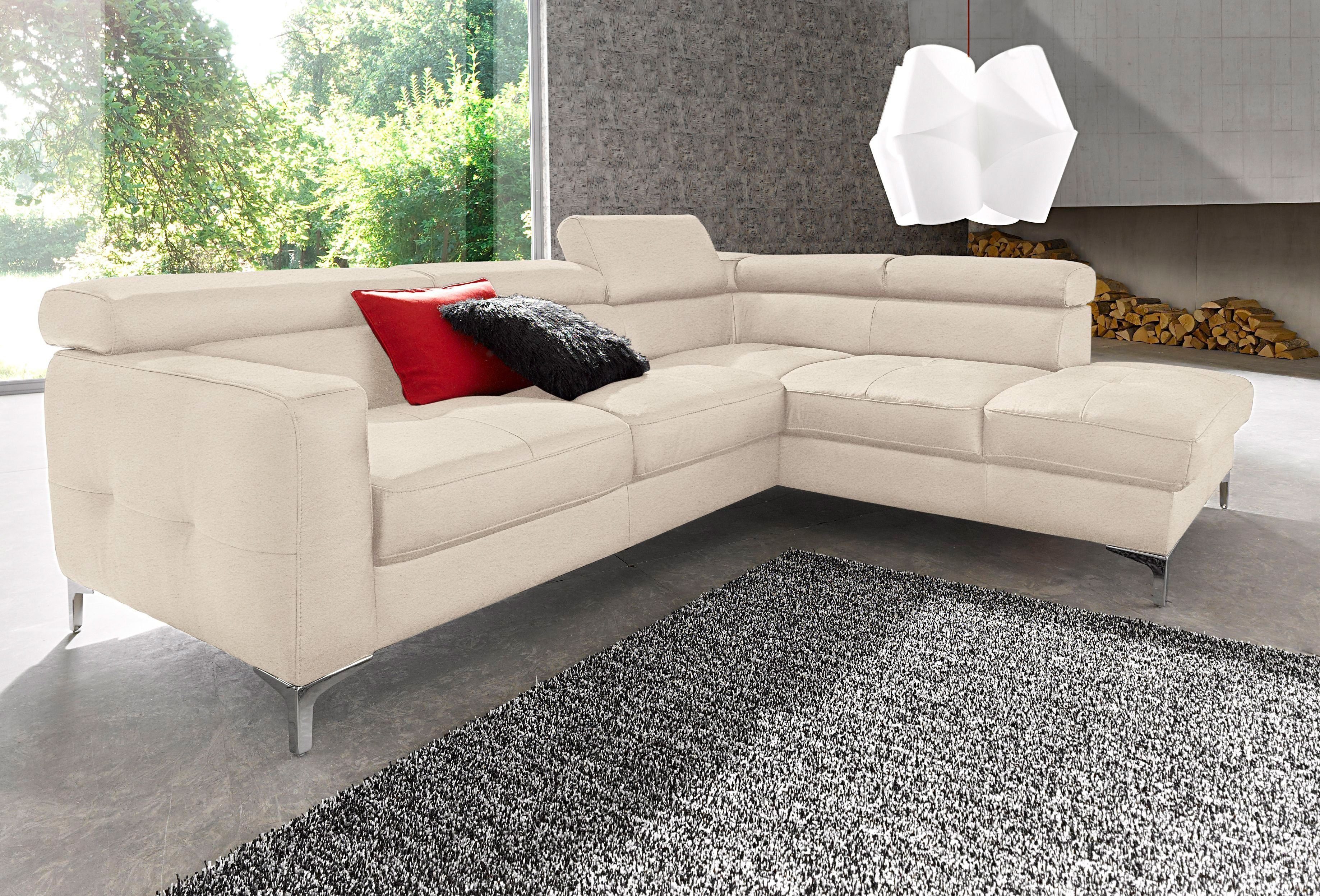 COTTA Polstergarnitur Sammy L-Form, (Set), Set bestehend aus: Ecksofa mit Kopfteilverstellung & Hocker