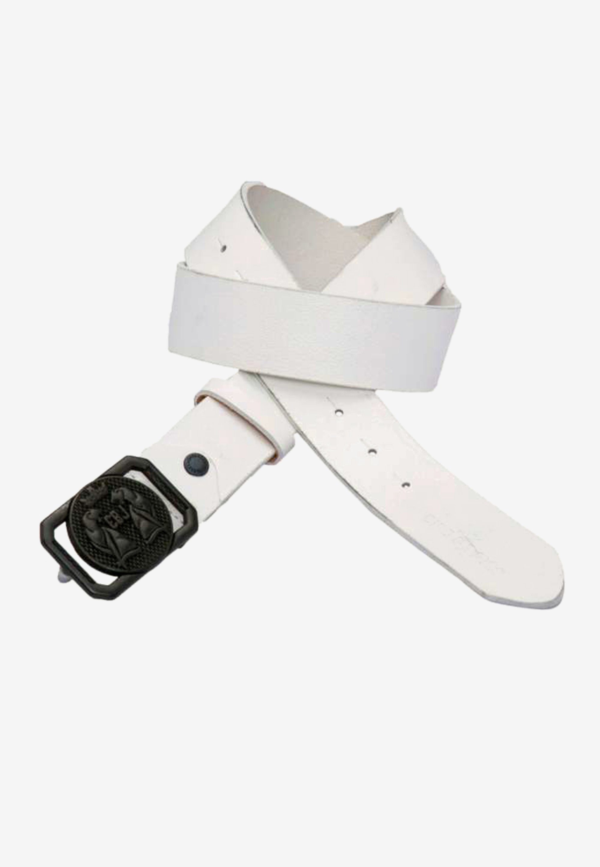 Cipo & Baxx Ledergürtel mit extravaganter Schnalle weiß