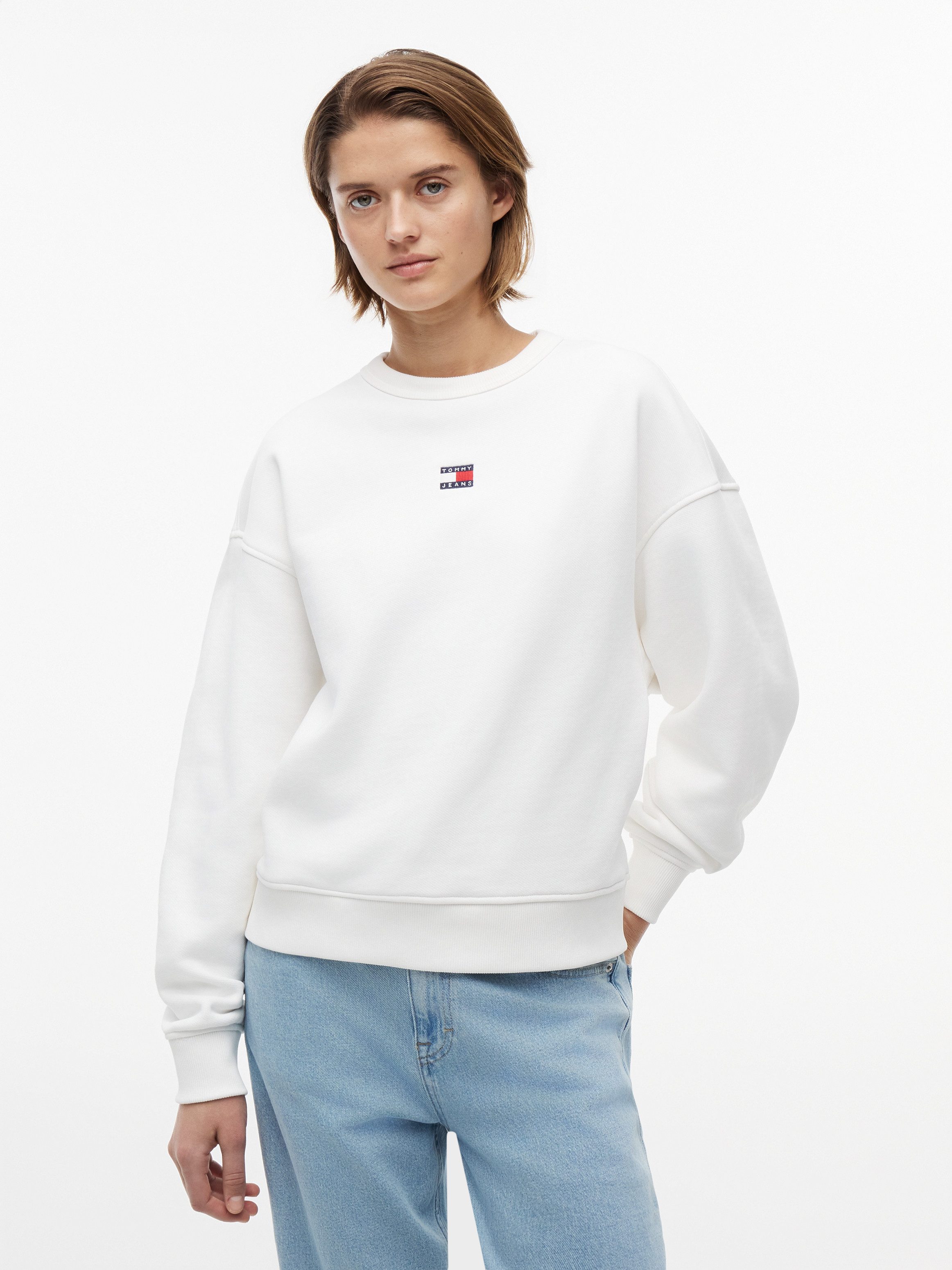 Tommy Jeans Kapuzensweatshirt TJW BXY BADGE CREW EXT Baumwolle, Kängurutasche