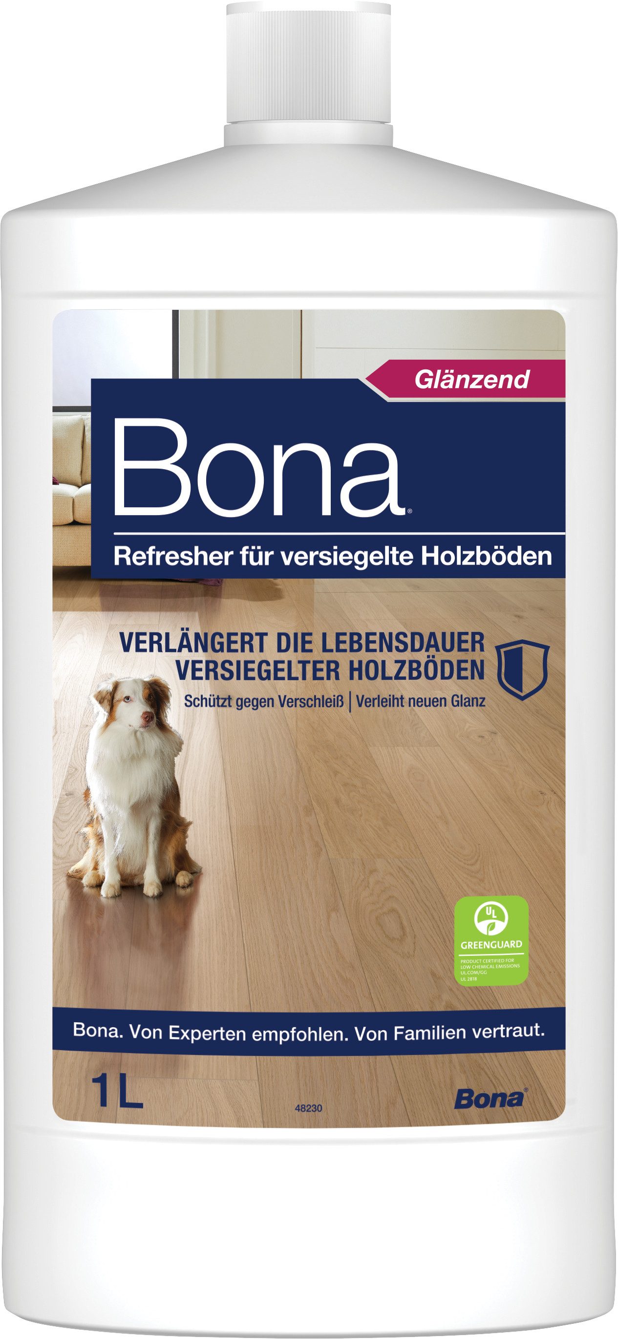 Bona Parkettreiniger Refresher für versiegelte Holzböden 1 L Bodenpflegemittel (1 St), Gebrauchsfertiges Lack-Pflegemittel
