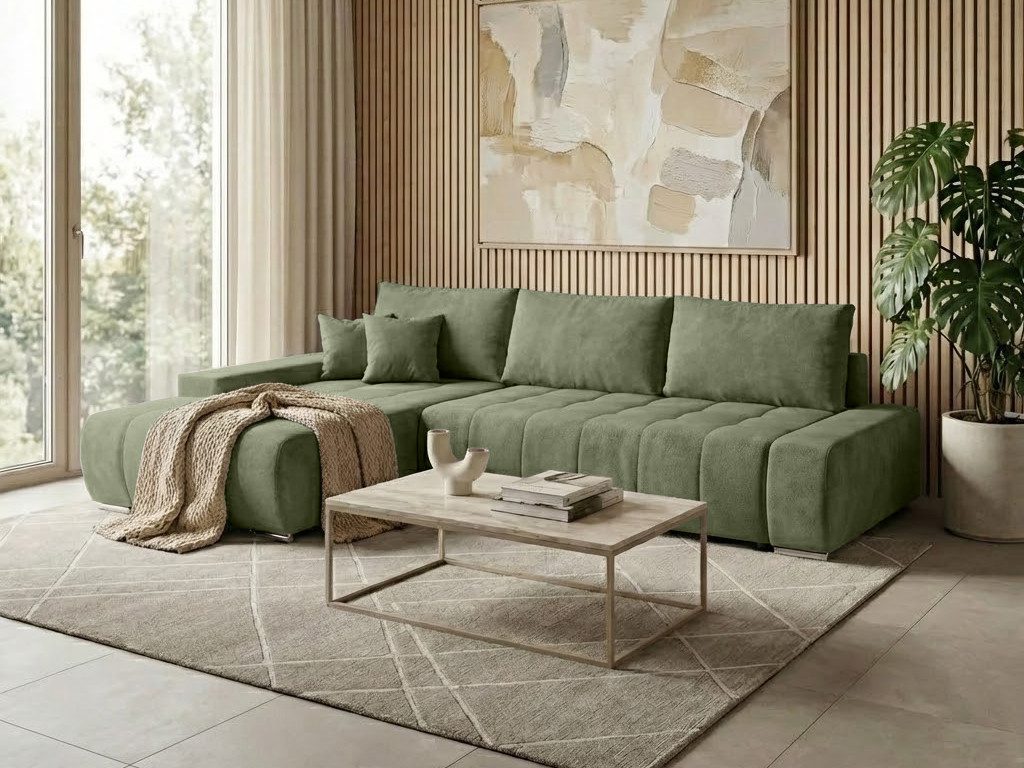 Beautysofa Ecksofa Draco L mit Schlaffunktion, in pflegeleichten Stoffen, Bettkasten