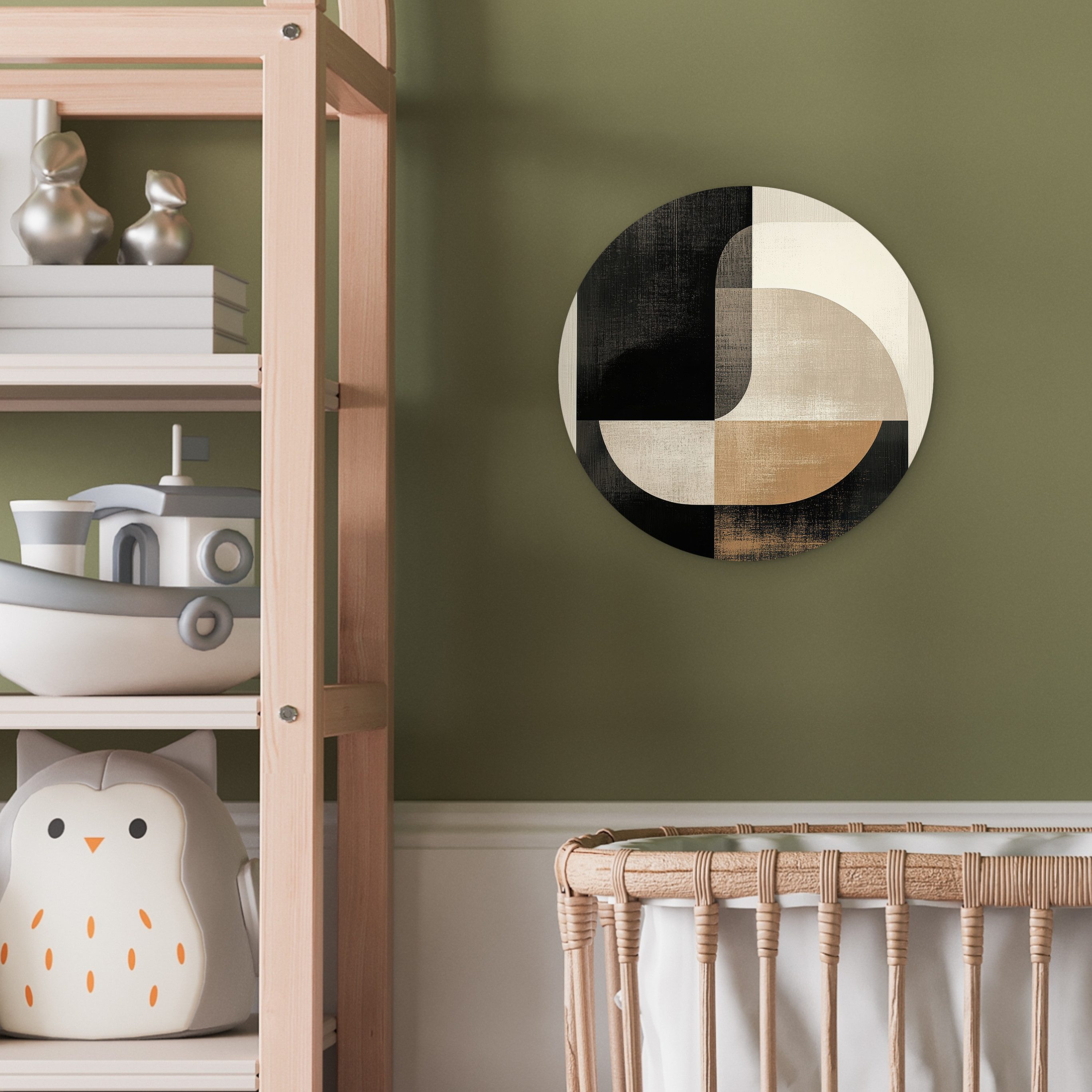 MuchoWow Gemälde Modern - Quadratisch - Formen, Fotodruck (1 St), Kreis Wanddekoration, Rundes Wandbild, 30x30 cm