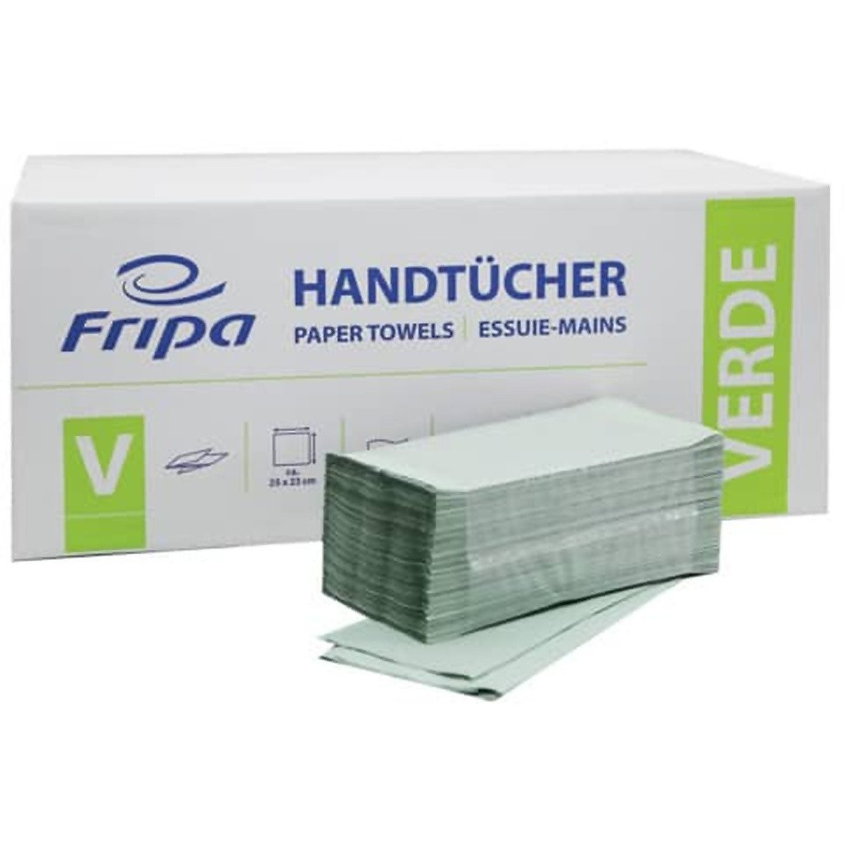 Fripa Papierhandtuch Бумажные полотенца 1-lagig V-Falz 25 x 23cm grün