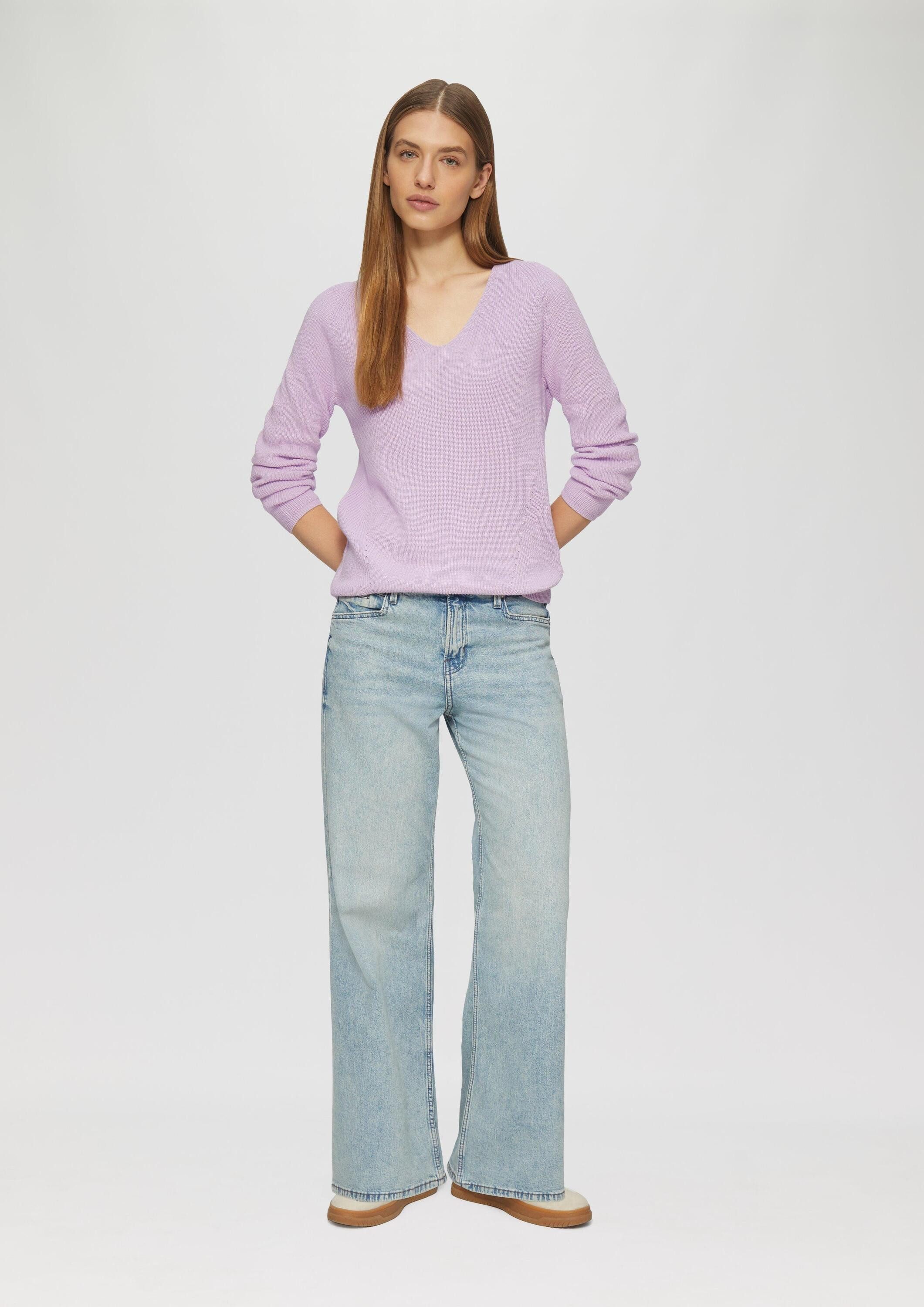 s.Oliver Longpullover Strickpullover Strickpullover mit V-Ausschnitt und Raglan-Ärmeln