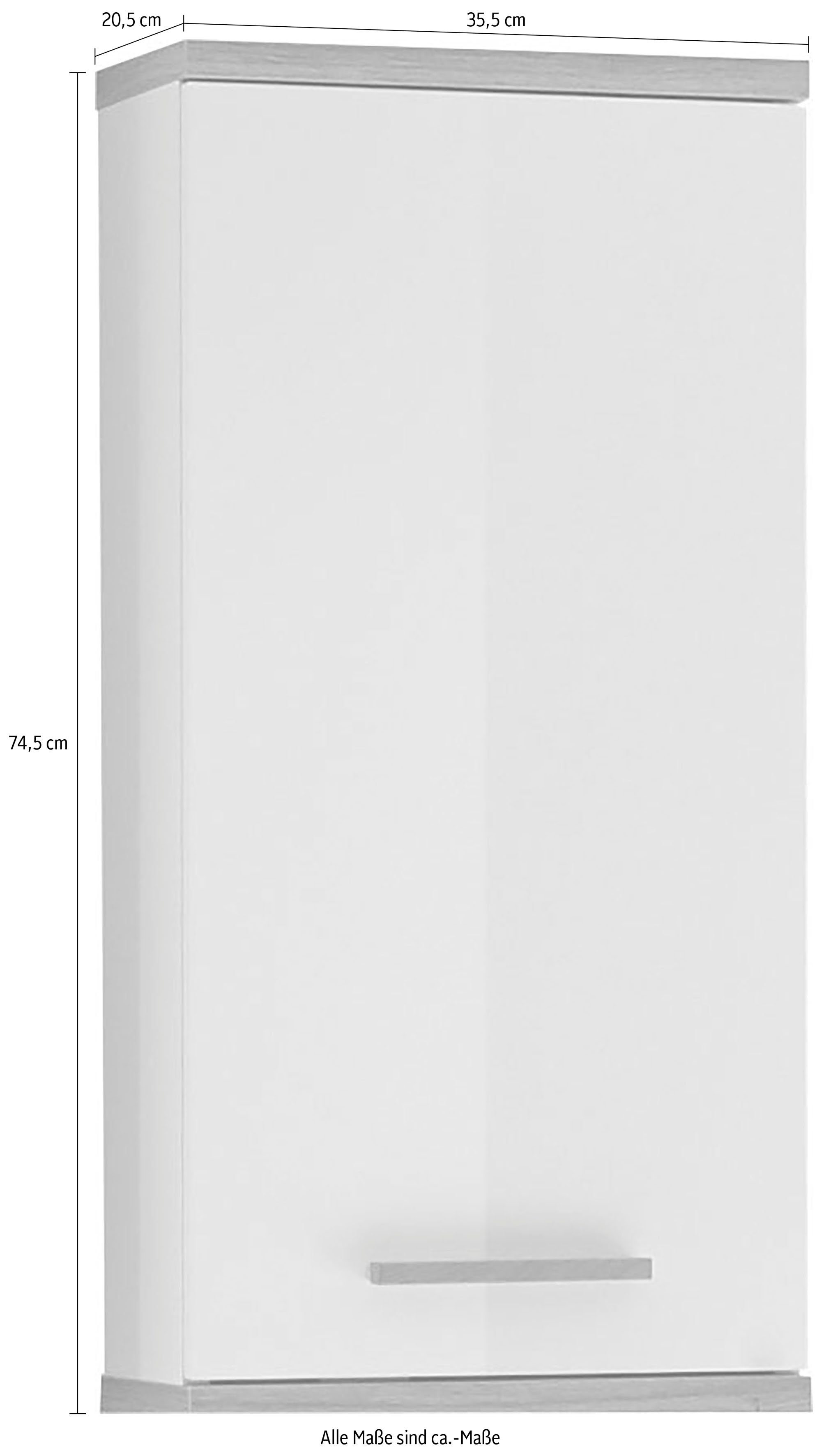 PELIPAL Hängeschrank Quickset Türdämpfer, 923 Glaseinlegeböden Holzgriff, 35,5 cm, Breite
