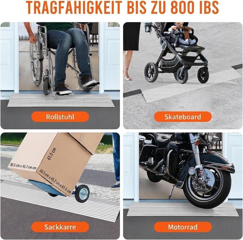GarveeMore Auffahrrampe Tragbar,verstellbares Teleskopdesign,rutschfeste Oberfläche, Tragfähigkeit 360kg,vielseitig einsetzbar für Rollstühle