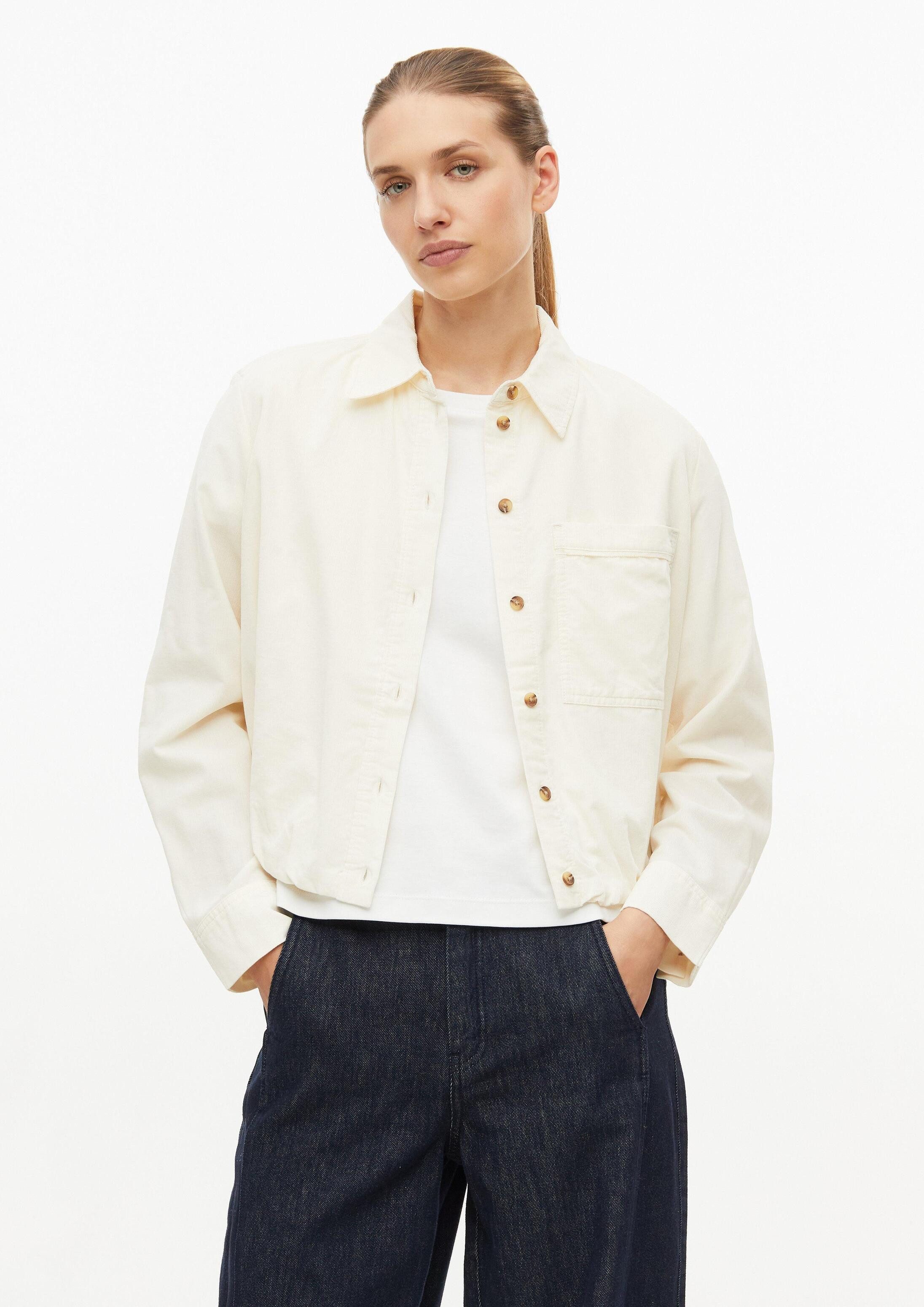 s.Oliver Langarmbluse Bluse Feincord-Bluse mit Ballon-Saum