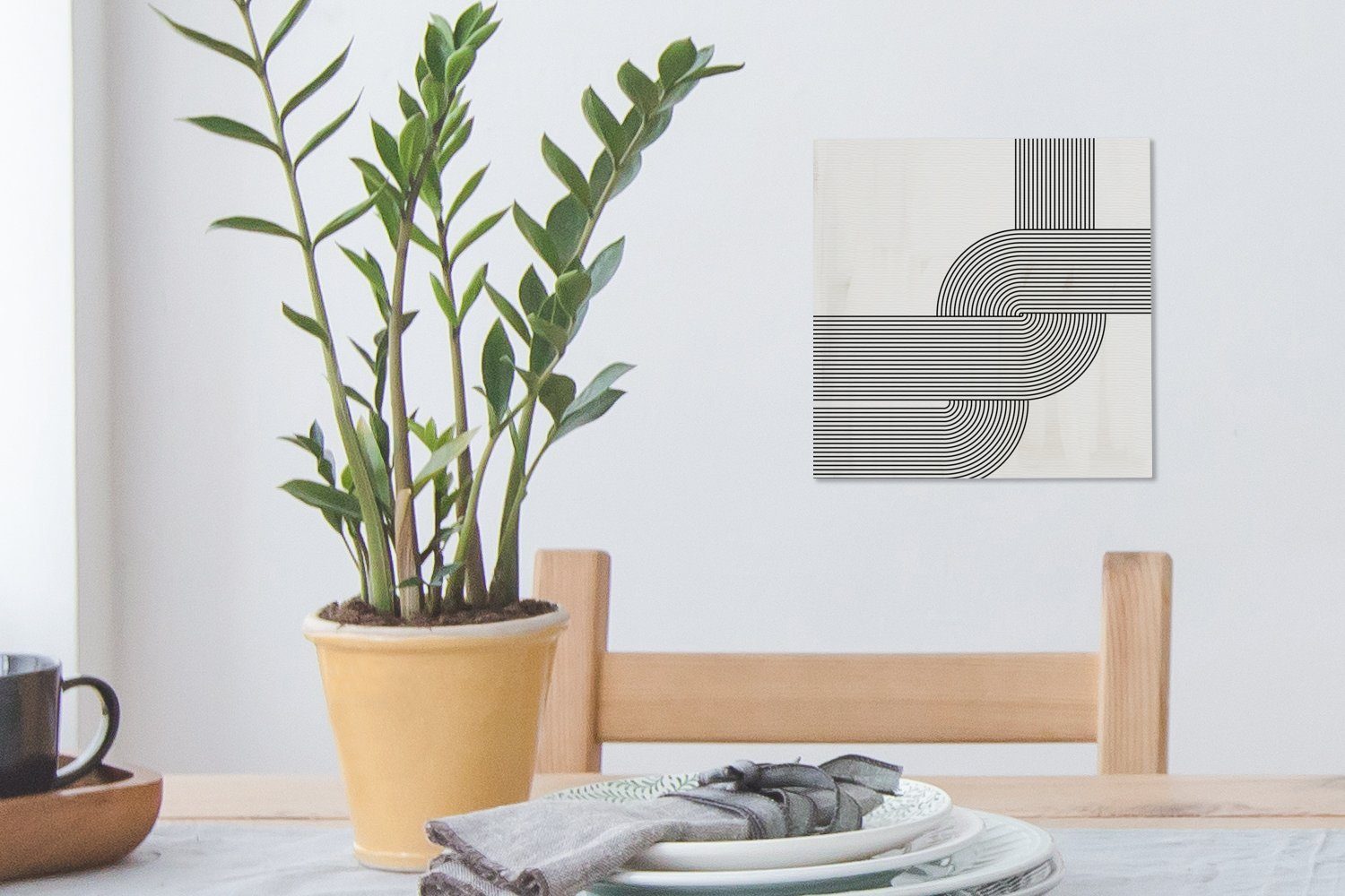 OneMillionCanvasses® Leinwandbild Kunst Wohnzimmer Bilder für Abstrakt - Weiß, Schlafzimmer (1 - Schwarz Leinwand St), 