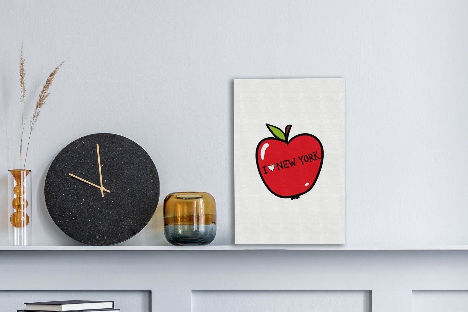 OneMillionCanvasses® Leinwandbild New York - Apfel Zackenaufhänger, inkl. (1 Gemälde, St), bespannt - Leinwandbild cm fertig Grün, 20x30