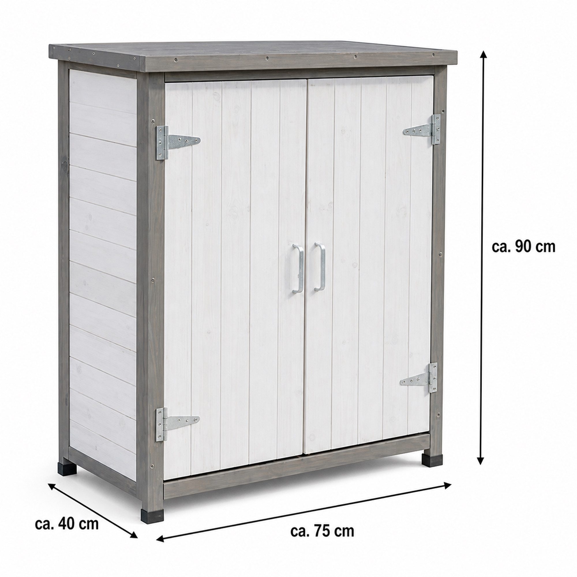 Mucola Garten-Geräteschrank Geräteschrank Gartenschuppen Gartenschrank Aufbewahrungsschrank, BxT: 75x40 cm, (Gerätehaus Gartenschrank Schrank), Dezente Panel-Optik in modernem weiß/grau