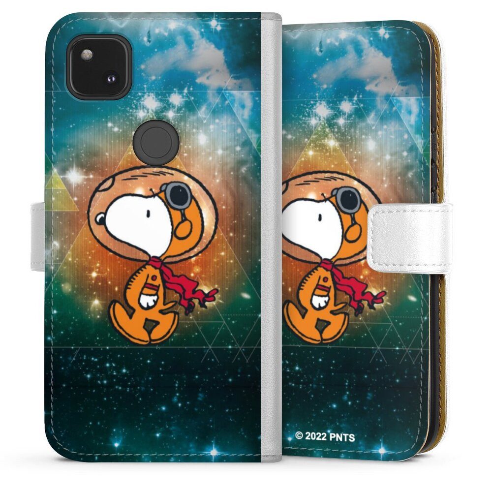 DeinDesign Handyhülle Snoopy Astronaut Offizielles Lizenzprodukt, Google Pixel 4a Hülle Handy Flip Case Wallet Cover Handytasche Leder