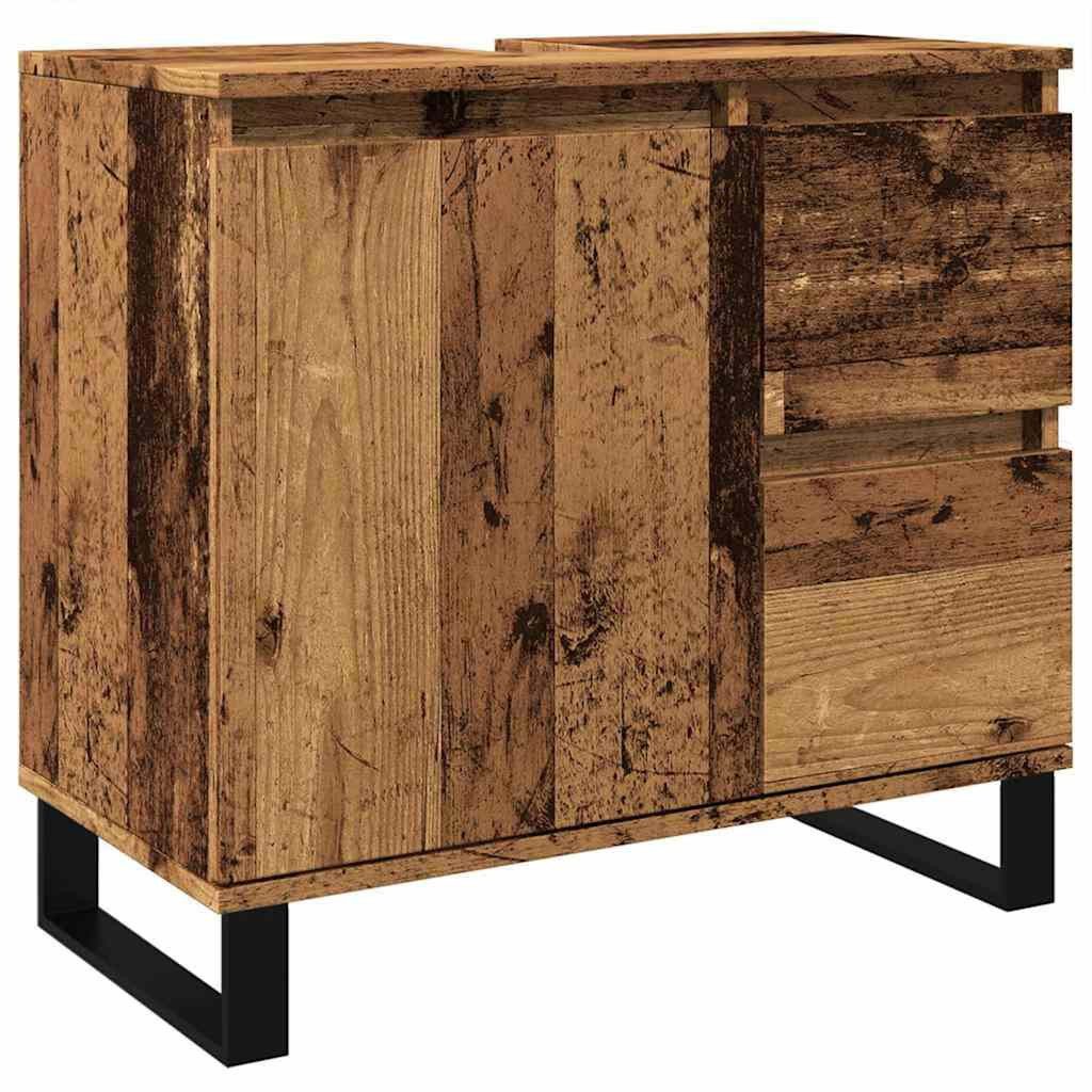 vidaXL Badezimmer-Set Waschbeckenunterschrank Altholz-Optik 65x33x60 cm günstig online kaufen